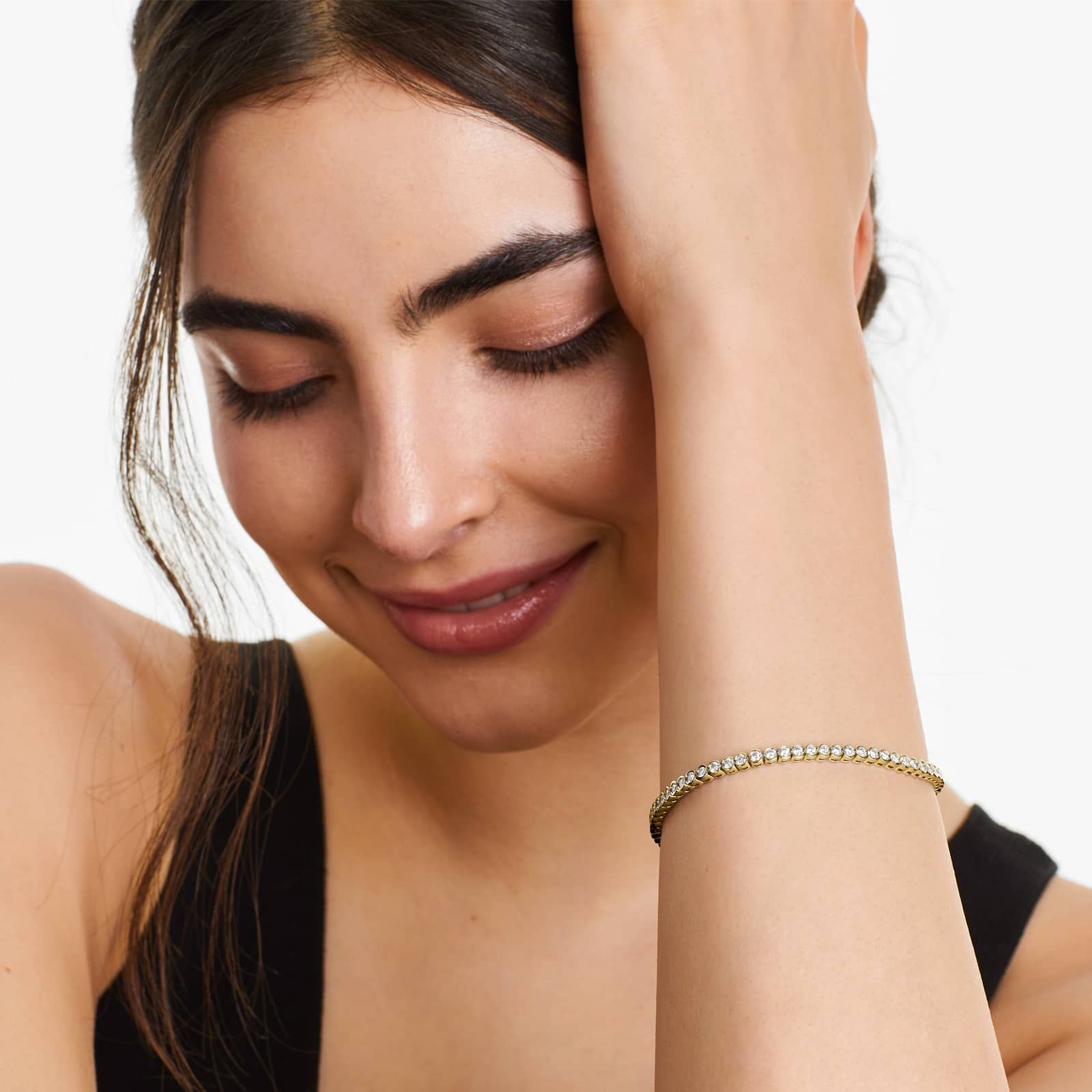 Round Lab Grown Diamond Bezel Tennis Bracelet, EF Color, VS Clarity, IGI Certified