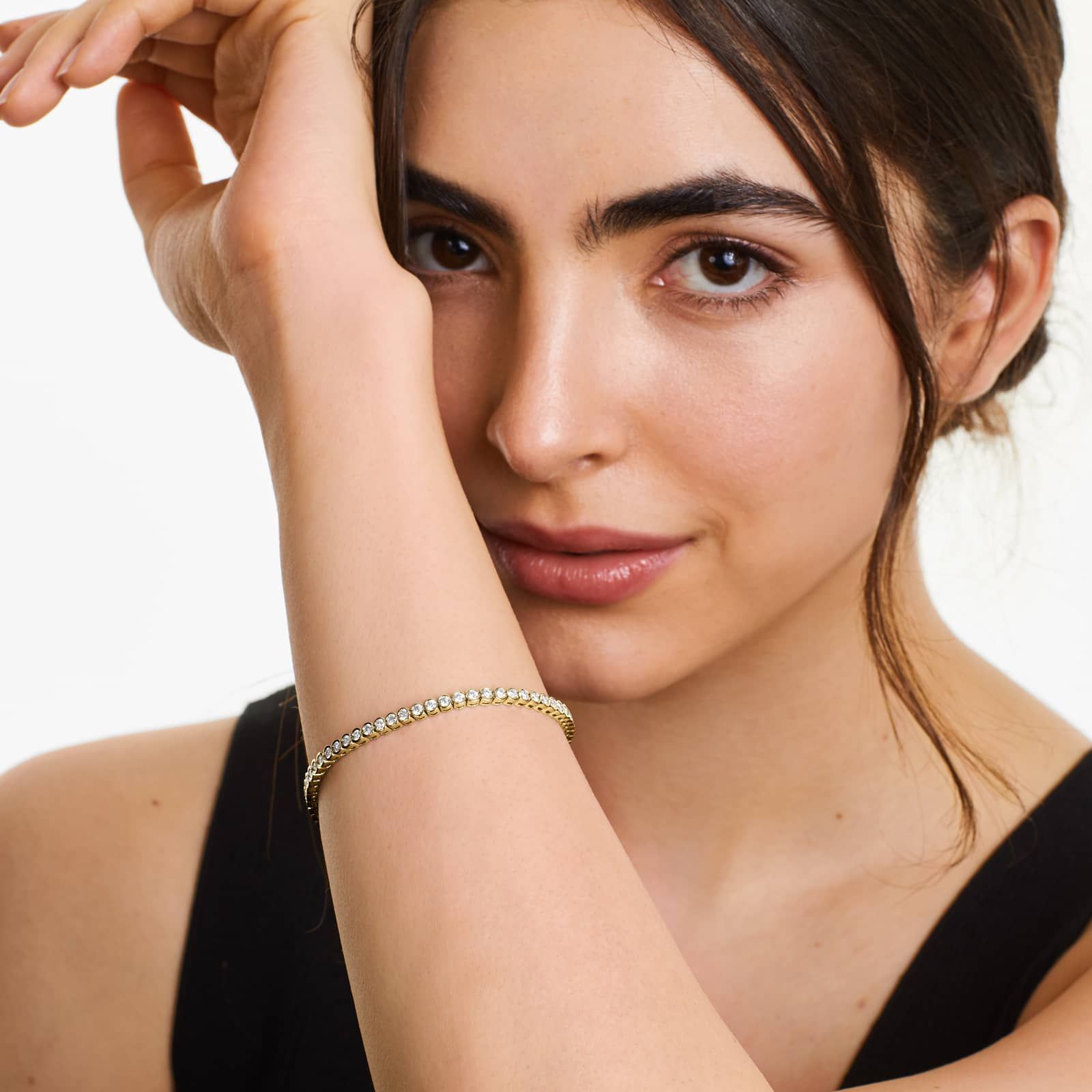 Round Lab Grown Diamond Bezel Tennis Bracelet, EF Color, VS Clarity, IGI Certified