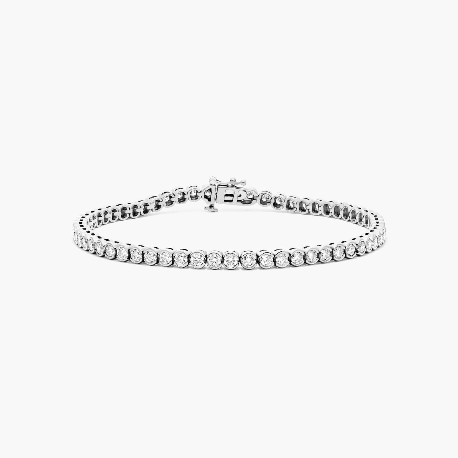 Round Lab Grown Diamond Bezel Tennis Bracelet, EF Color, VS Clarity, IGI Certified