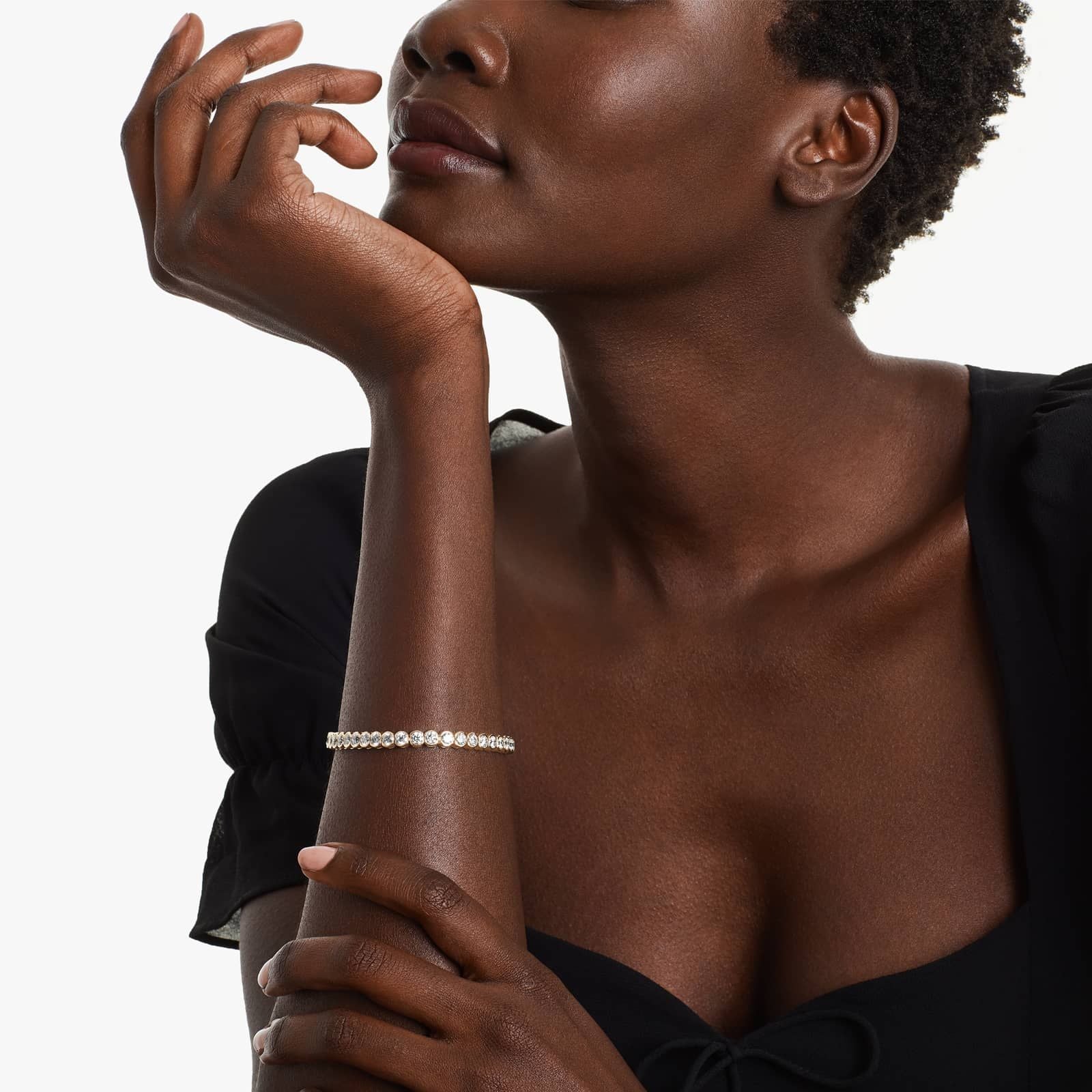 Round Lab Grown Diamond Bezel Tennis Bracelet, EF Color, VS Clarity, IGI Certified