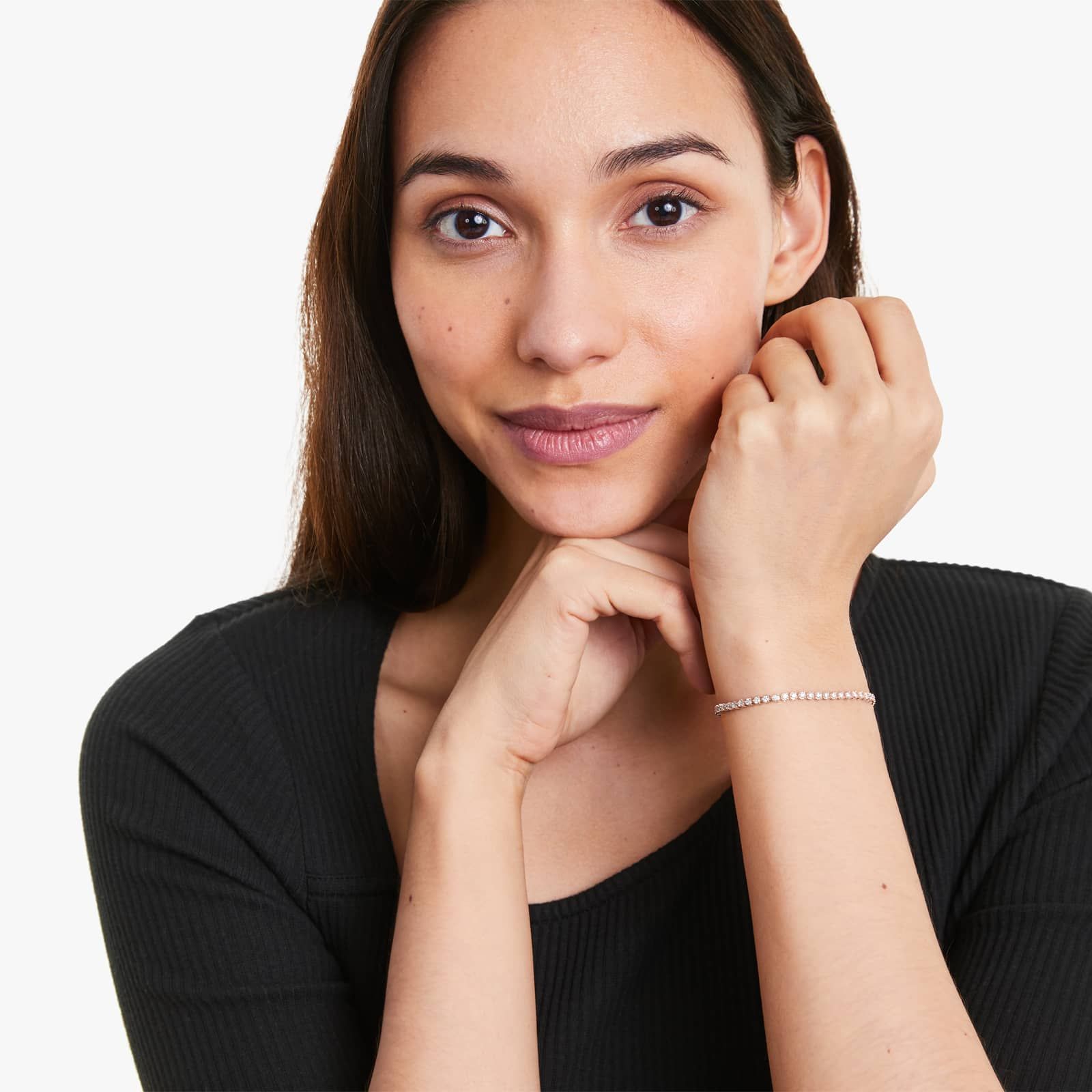 Round Lab Grown Diamond Three Prong Flower Clasp Tennis Bracelet,EF Color, VS Clarity, IGI Certificate