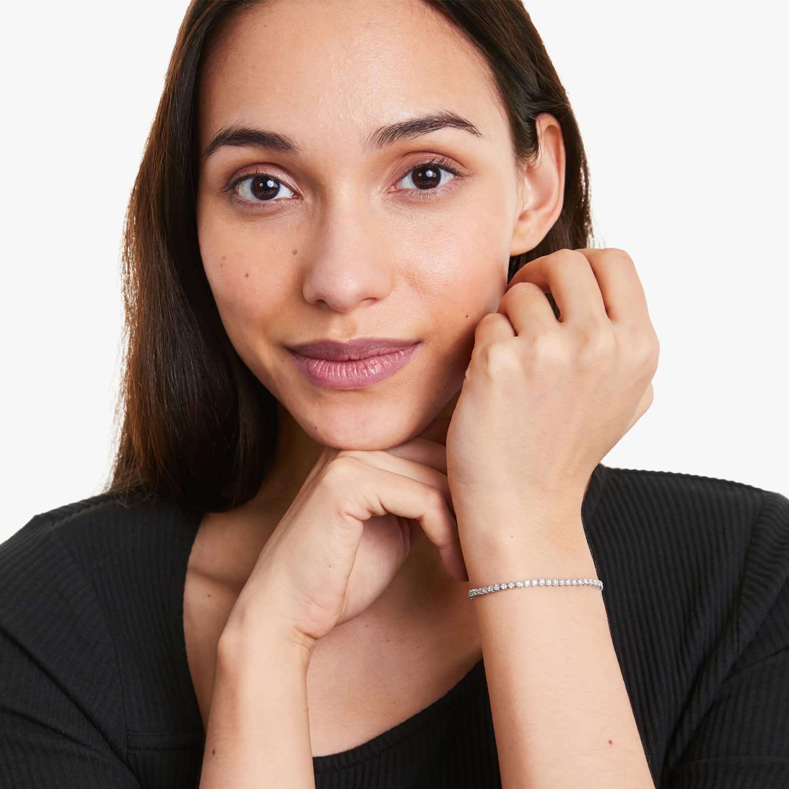 Round Lab Grown Diamond Three Prong Flower Clasp Tennis Bracelet,EF Color, VS Clarity, IGI Certificate