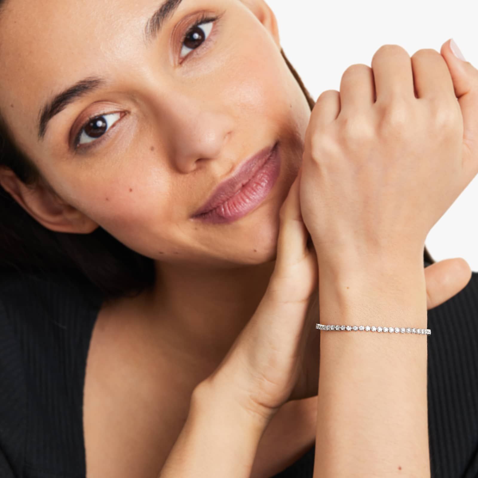 Round Lab Grown Diamond Three Prong Flower Clasp Tennis Bracelet,EF Color, VS Clarity, IGI Certificate