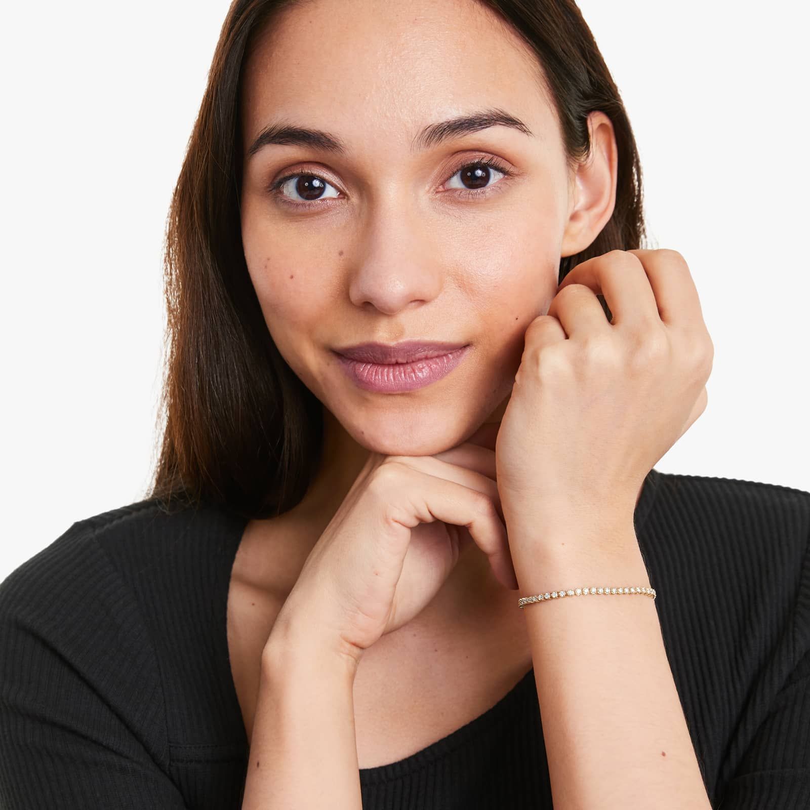 Round Lab Grown Diamond Three Prong Flower Clasp Tennis Bracelet,EF Color, VS Clarity, IGI Certificate