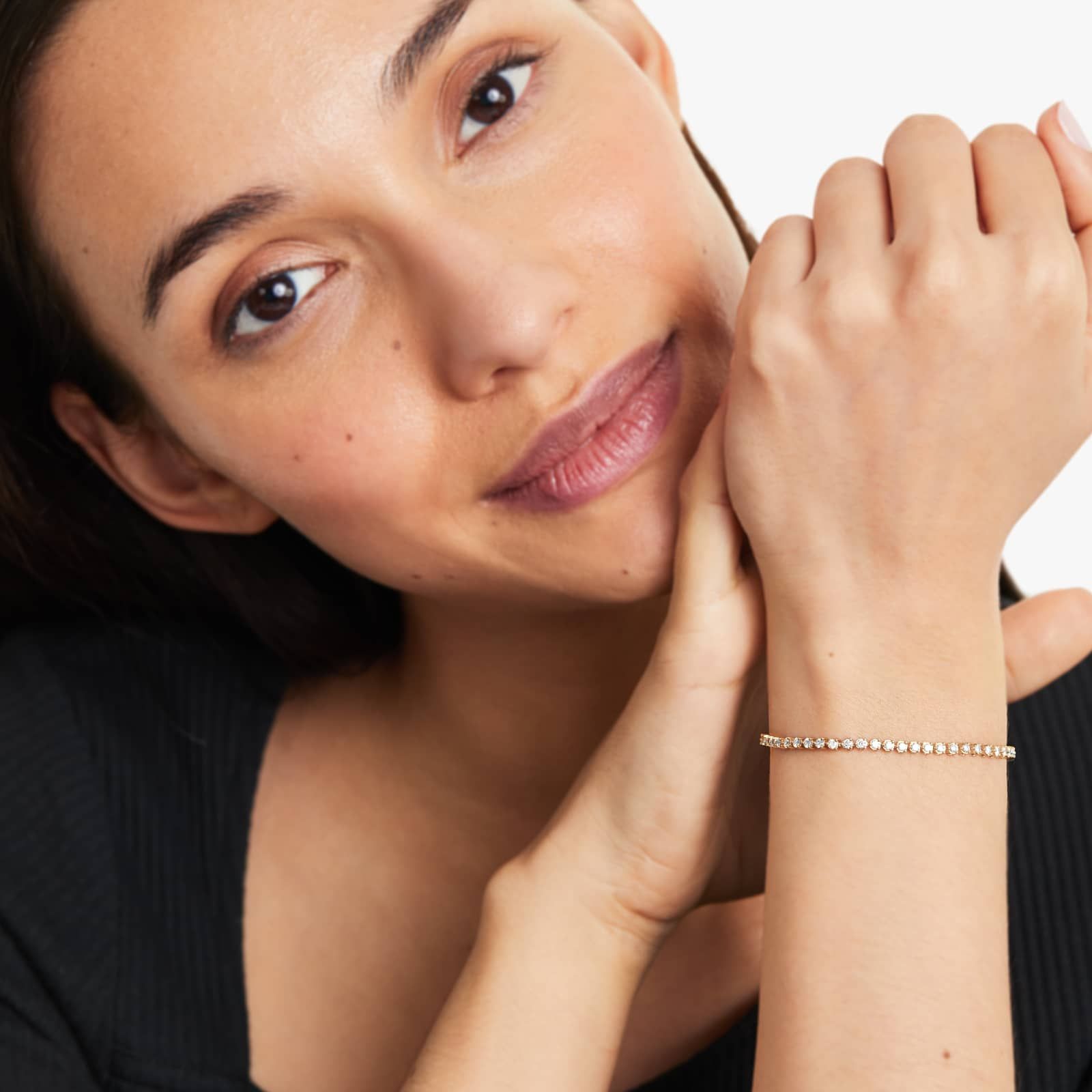 Round Lab Grown Diamond Three Prong Flower Clasp Tennis Bracelet,EF Color, VS Clarity, IGI Certificate