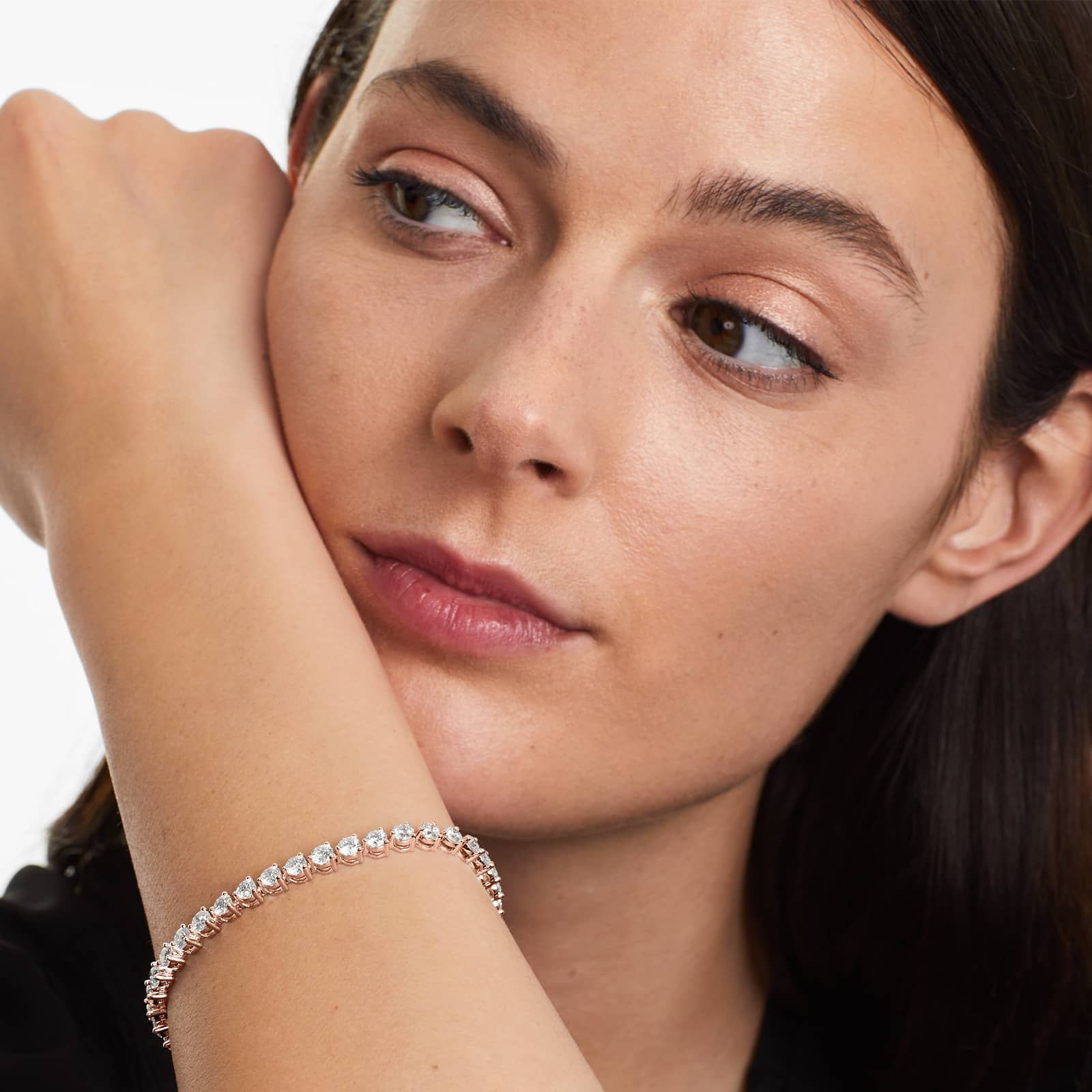 Round Lab Grown Diamond Three Prong Flower Clasp Tennis Bracelet,EF Color, VS Clarity, IGI Certificate