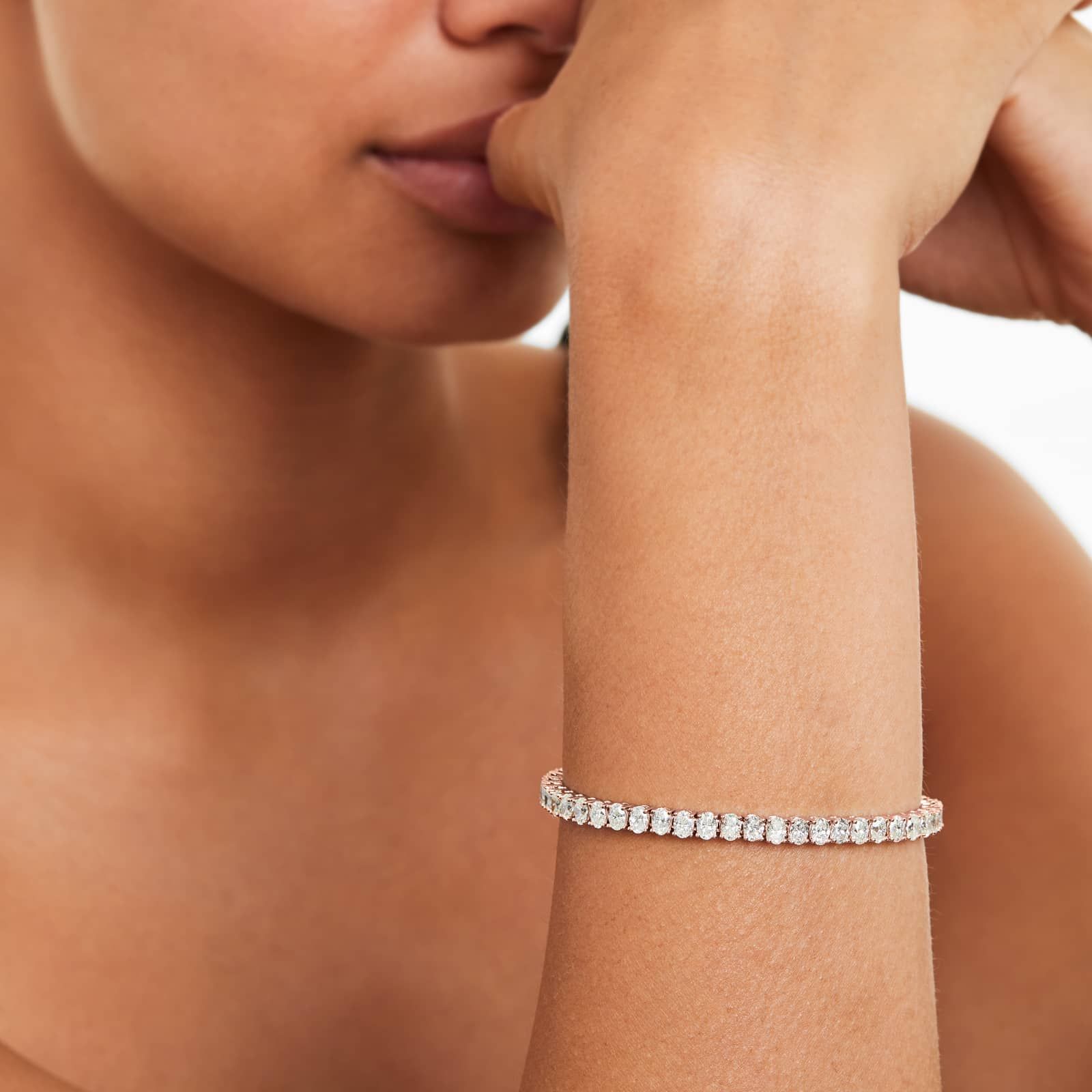 Oval Lab Grown Diamond tennis bracelet, EF Color, VS Clarity, IGI Certified