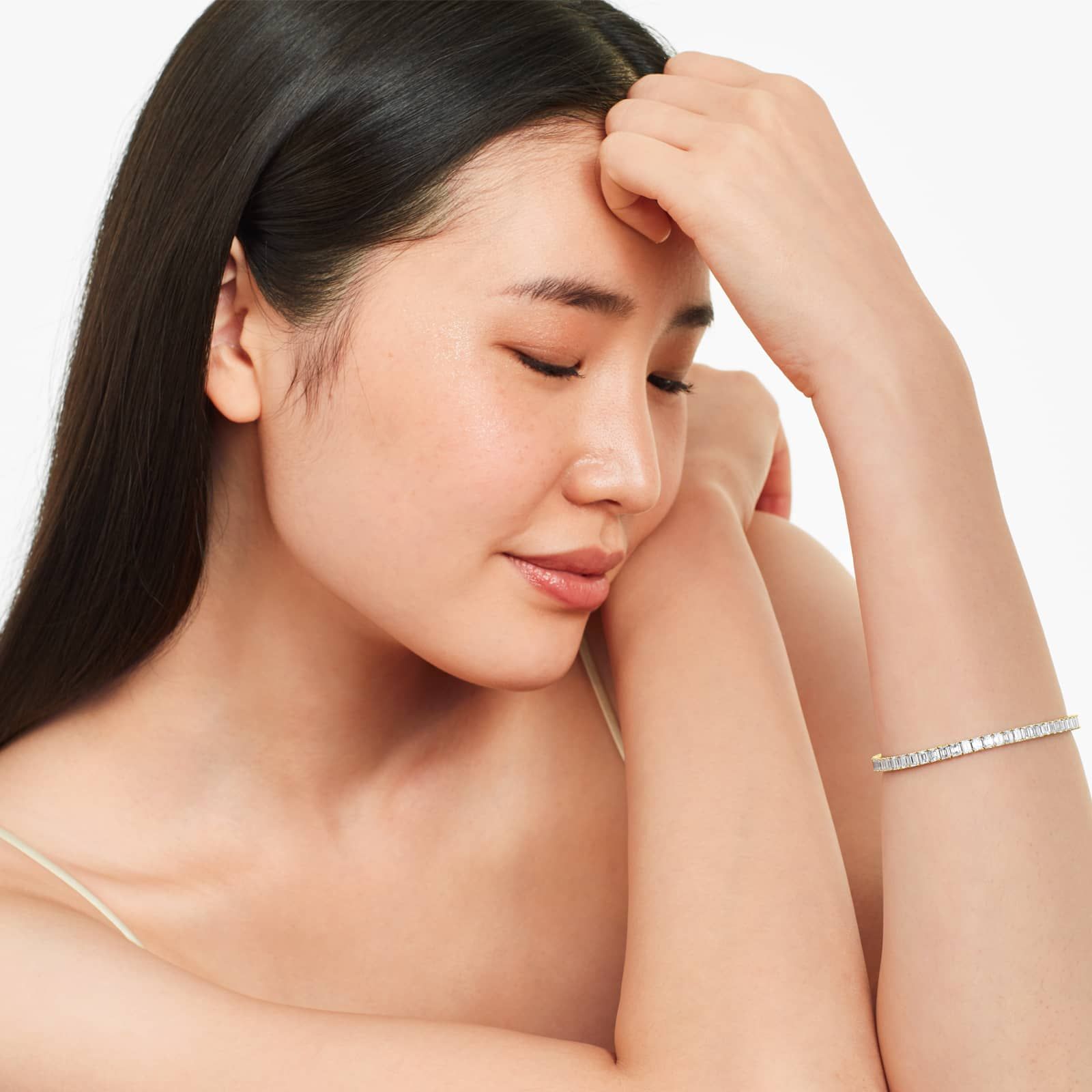 Emerald Lab Grown Diamond Tennis Bracelet, EF Color, VS Clarity, IGI certified