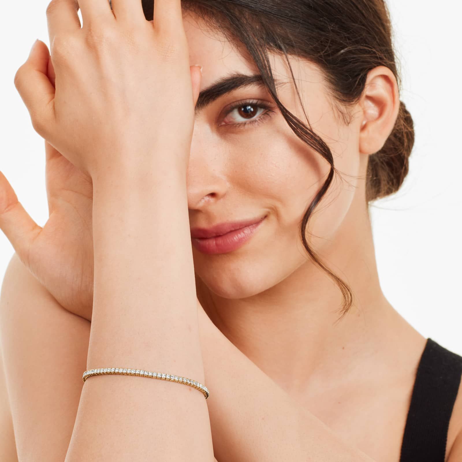 Princess Cut Lab Created Diamond Tennis Bracelet, EF Color, VS Clarity, IGI Certificate