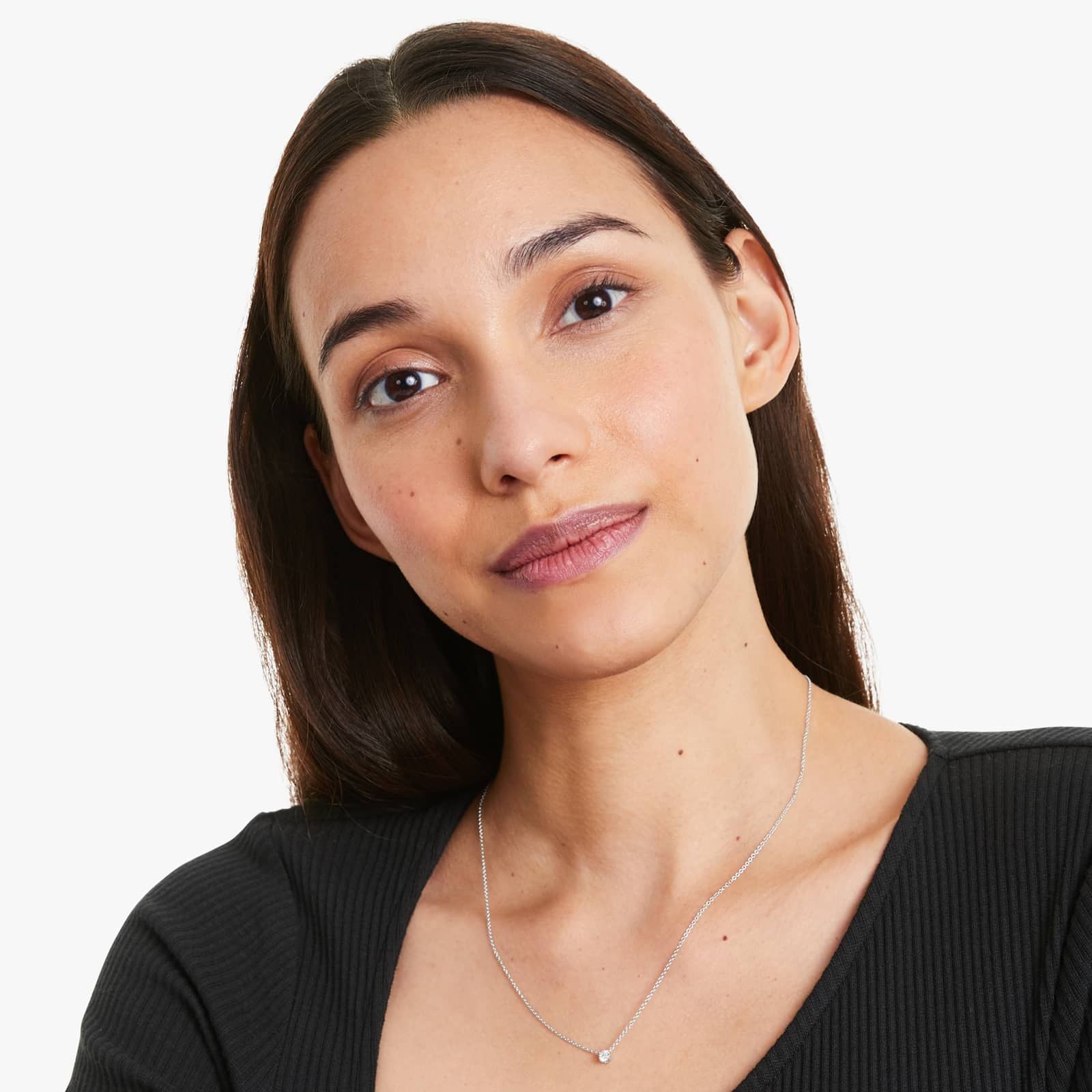 Round Lab Grown Diamond Four Prong Basket Solitaire Pendant with Chain, EF Color, VS Clarity, IGI Certified