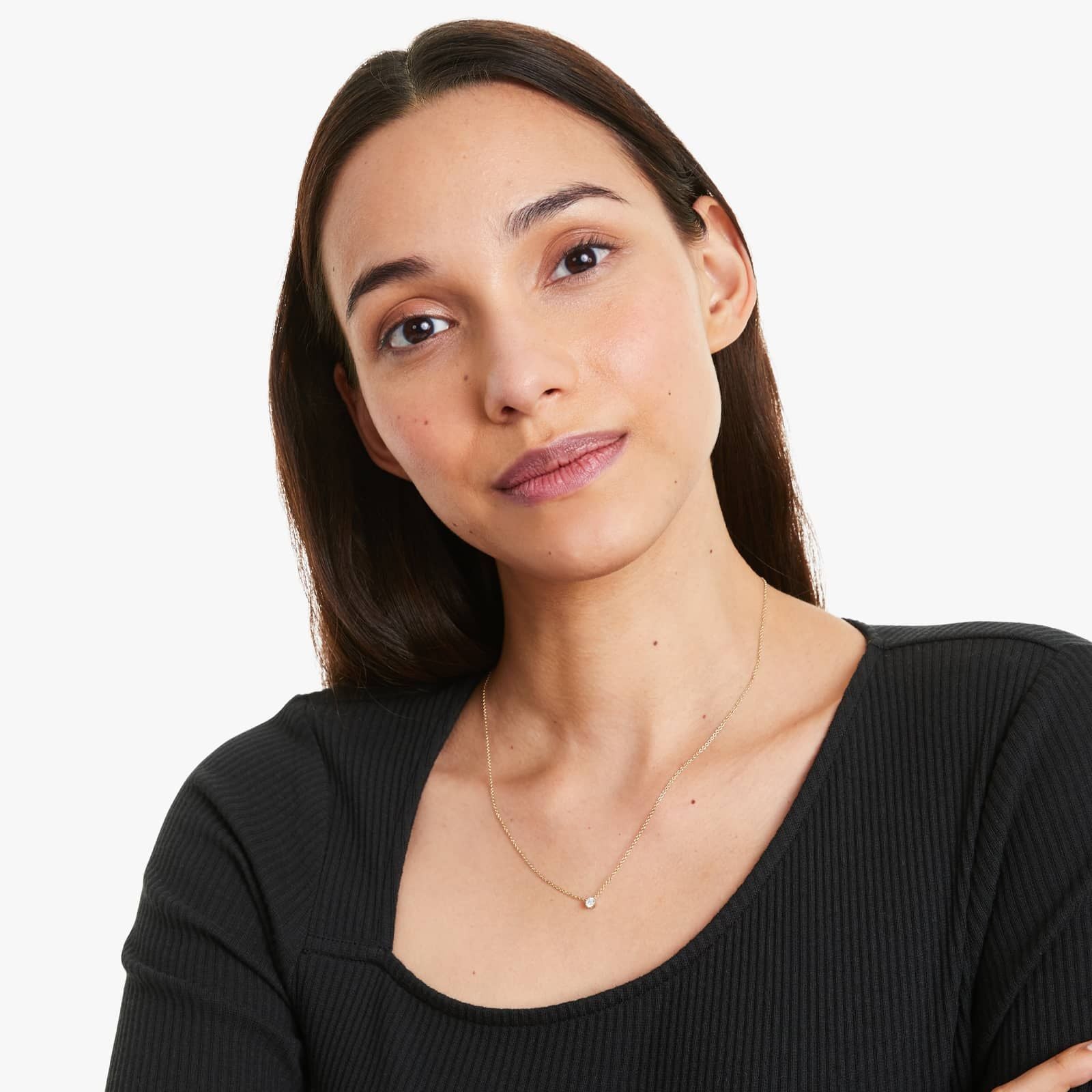 Round Lab Grown Diamond Four Prong Basket Solitaire Pendant with Chain, EF Color, VS Clarity, IGI Certified