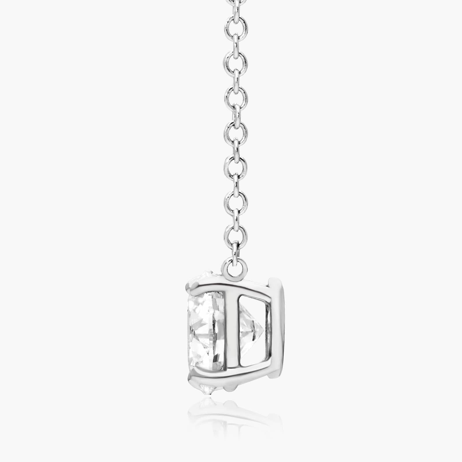 Round Lab Grown Diamond Four Prong Basket Solitaire Pendant with Chain, EF Color, VS Clarity, IGI Certified
