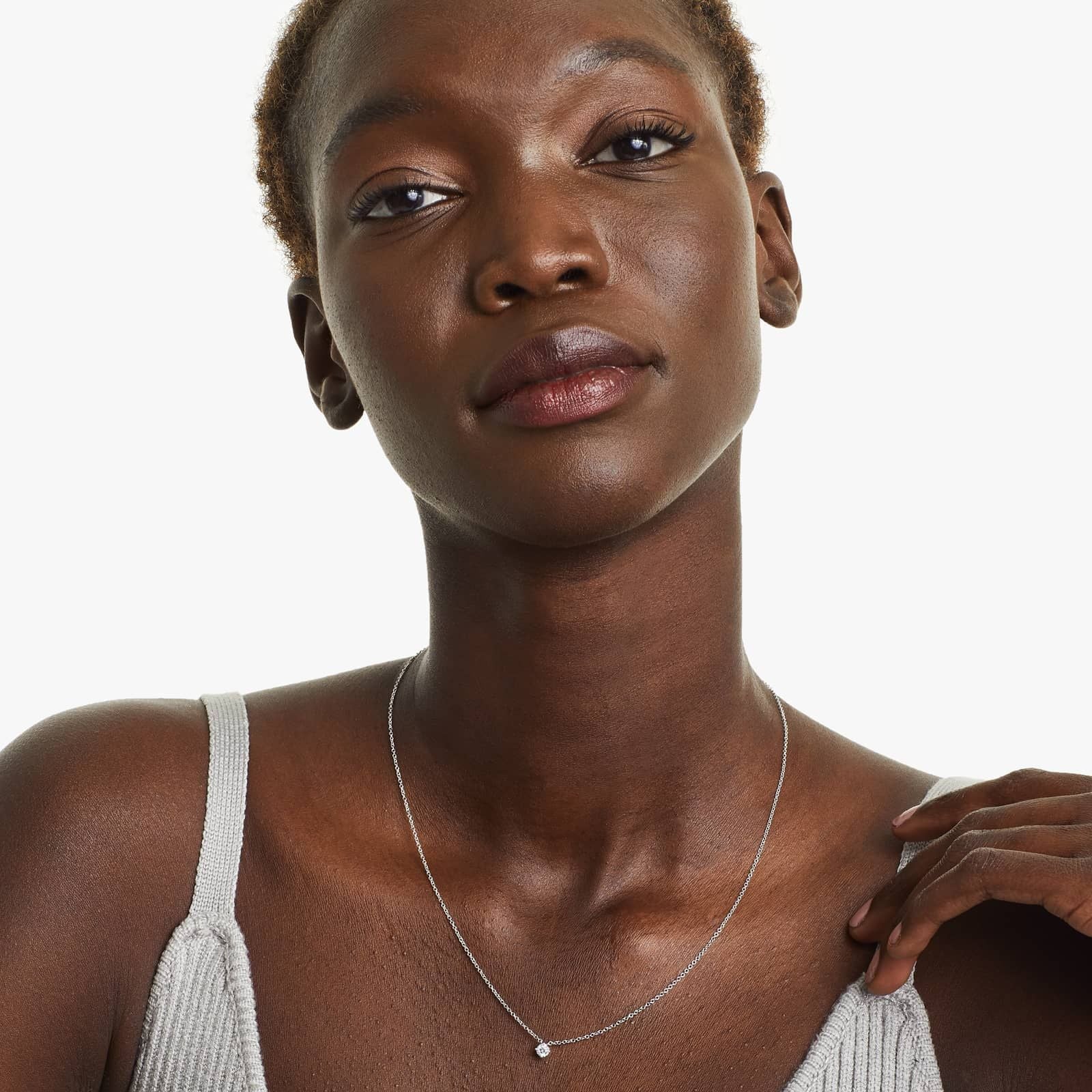 Round Lab Grown Diamond Kite Set Solitaire Diamond Pendant With Chain, EF Color, VS Clarity, IGI Certified