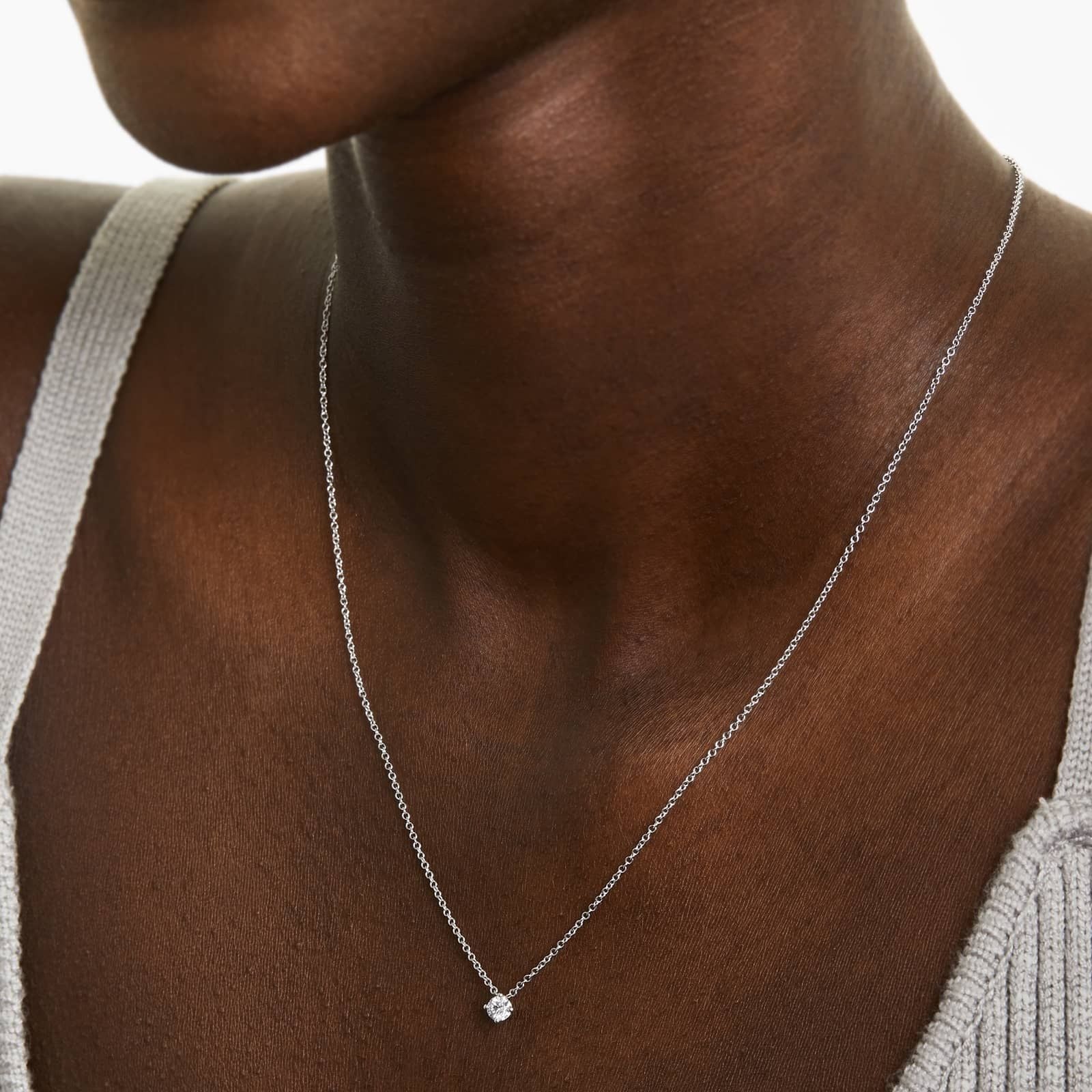 Round Lab Grown Diamond Kite Set Solitaire Diamond Pendant With Chain, EF Color, VS Clarity, IGI Certified