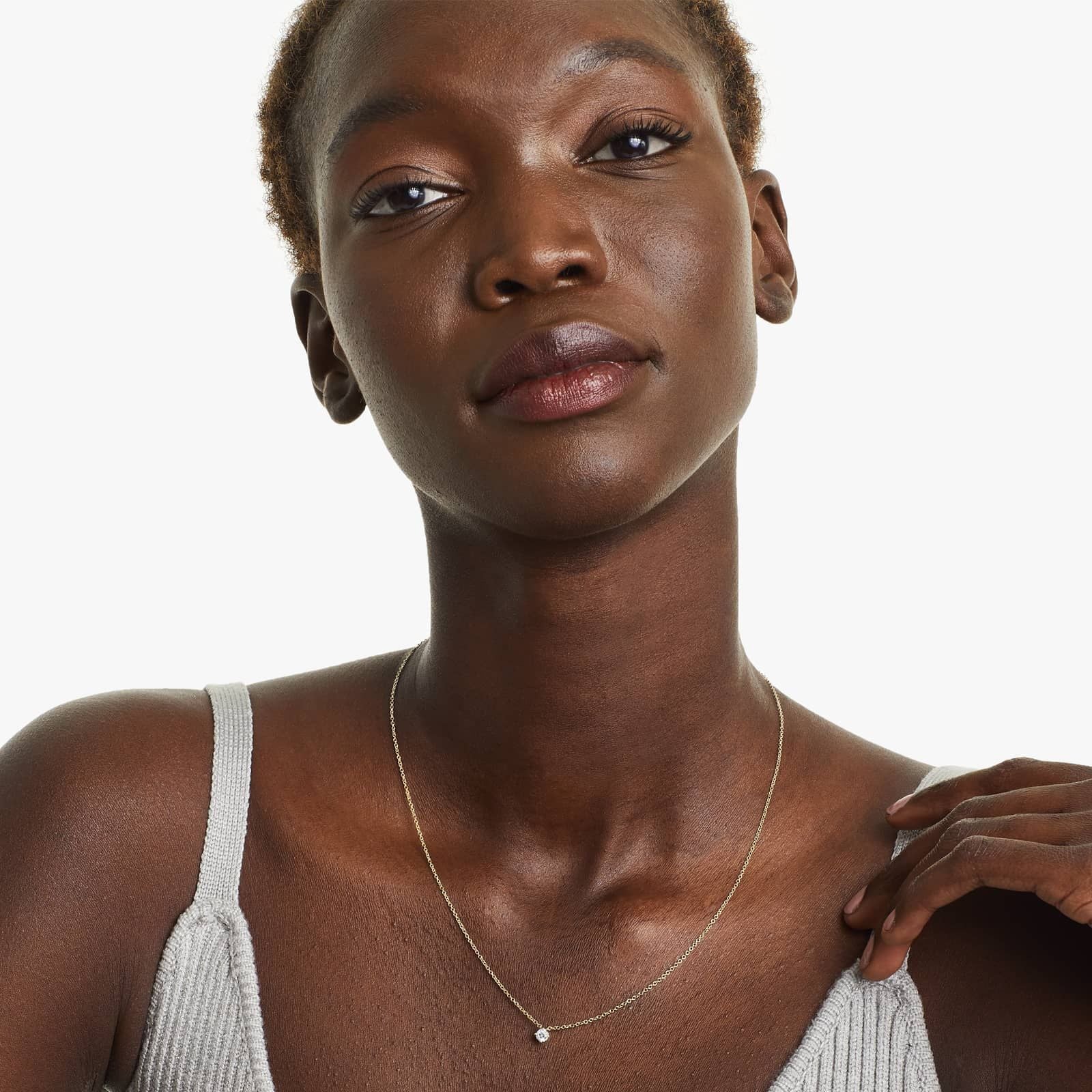 Round Lab Grown Diamond Kite Set Solitaire Diamond Pendant With Chain, EF Color, VS Clarity, IGI Certified