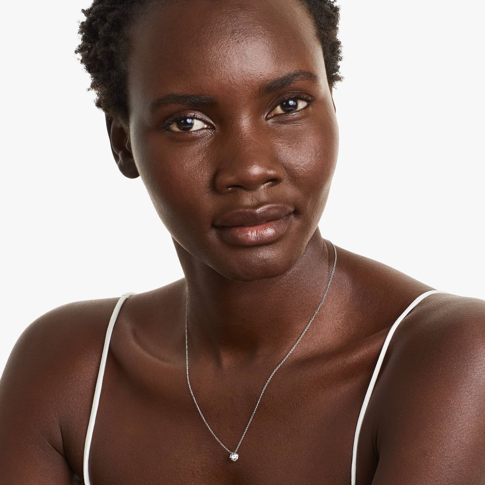 Round Lab Grown Diamond Kite Set Solitaire Diamond Pendant With Chain, EF Color, VS Clarity, IGI Certified