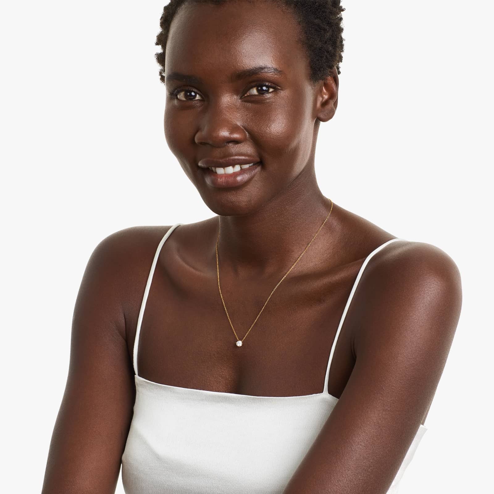 Round Lab Grown Diamond Kite Set Solitaire Diamond Pendant With Chain, EF Color, VS Clarity, IGI Certified