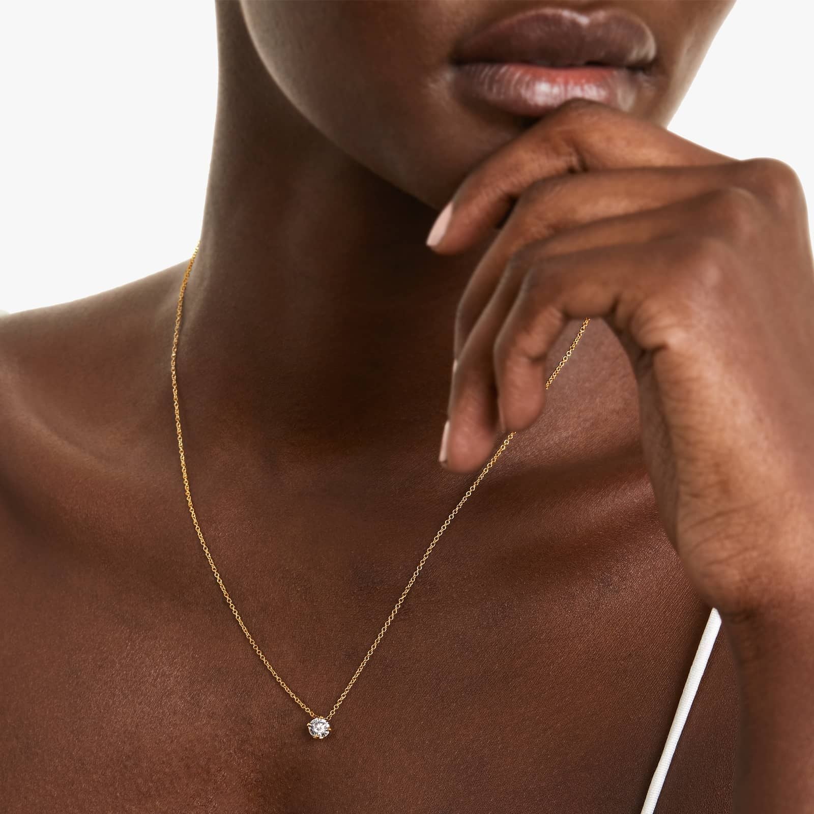 Round Lab Grown Diamond Kite Set Solitaire Diamond Pendant With Chain, EF Color, VS Clarity, IGI Certified