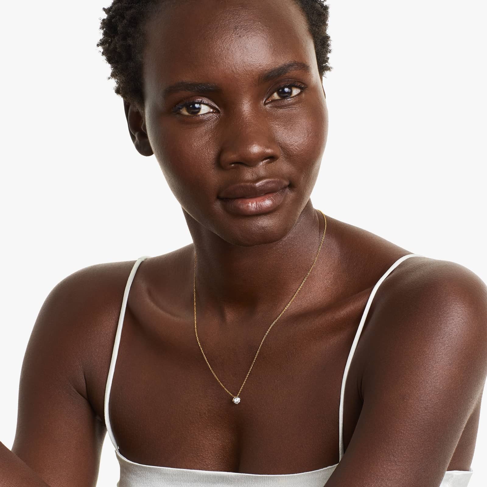 Round Lab Grown Diamond Kite Set Solitaire Diamond Pendant With Chain, EF Color, VS Clarity, IGI Certified