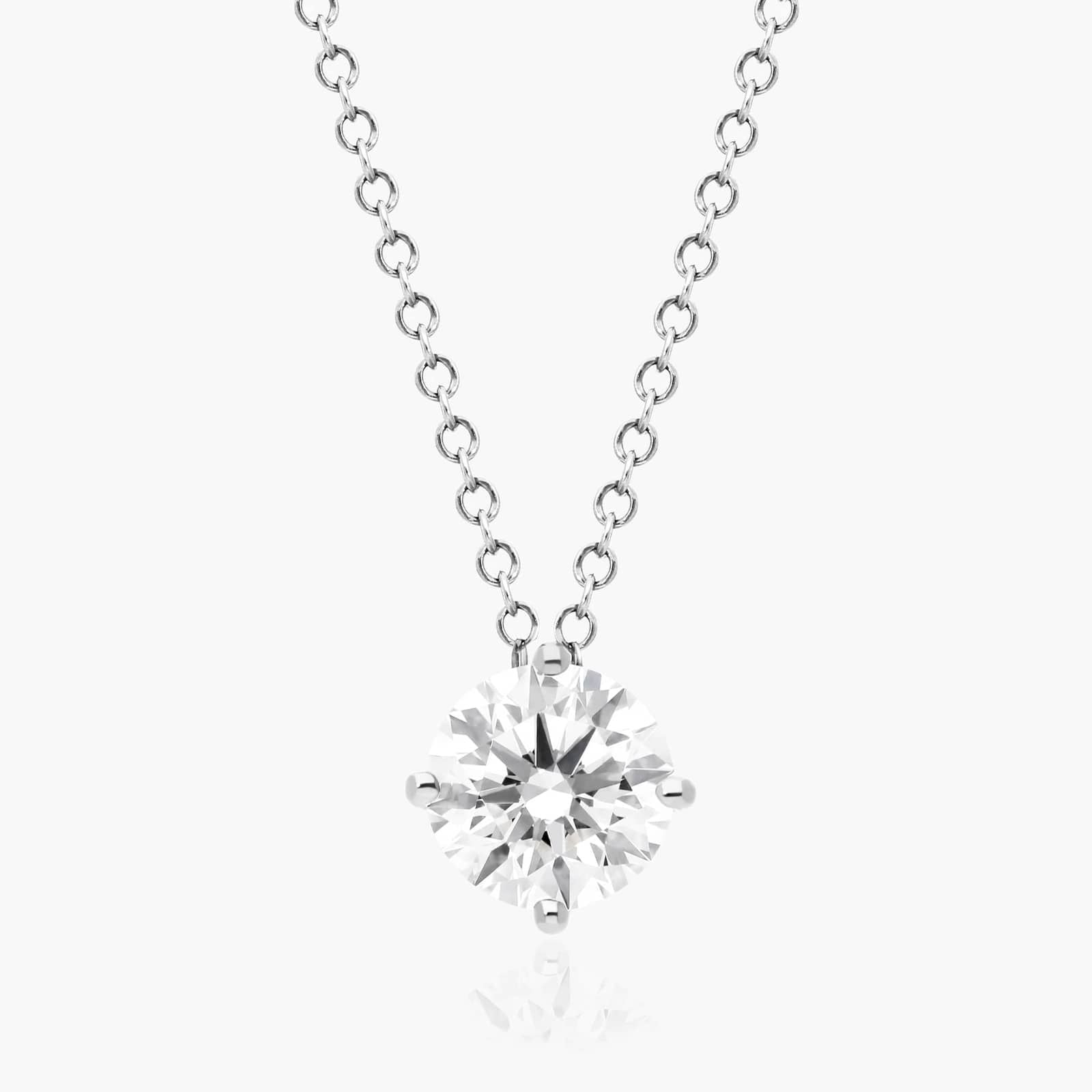 Round Lab Grown Diamond Kite Set Solitaire Diamond Pendant With Chain, EF Color, VS Clarity, IGI Certified