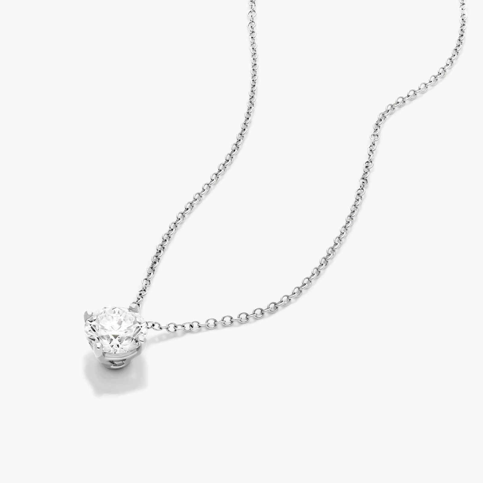 Round Lab Grown Diamond Kite Set Solitaire Diamond Pendant With Chain, EF Color, VS Clarity, IGI Certified