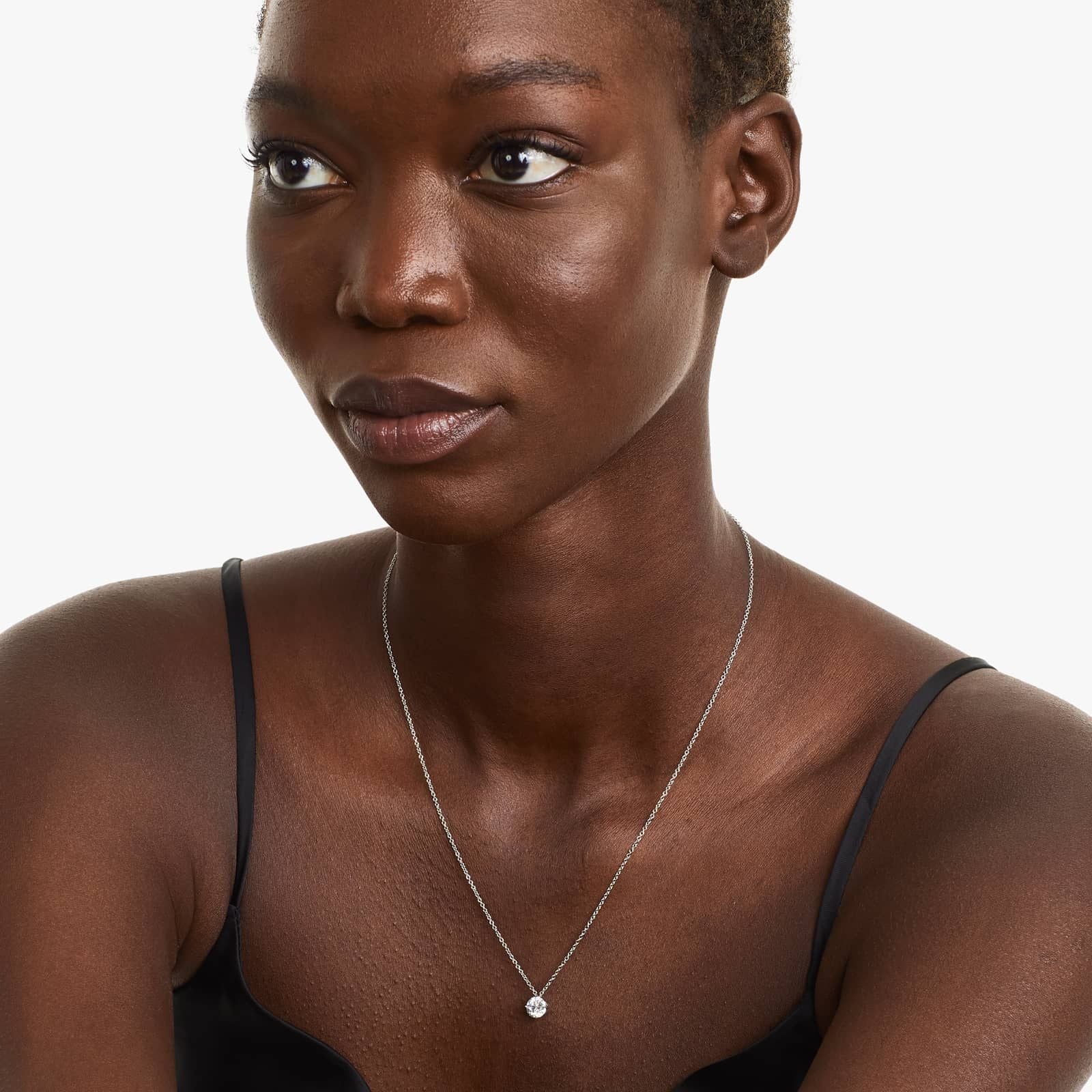 Round Lab Grown Diamond Kite Set Solitaire Diamond Pendant With Chain, EF Color, VS Clarity, IGI Certified