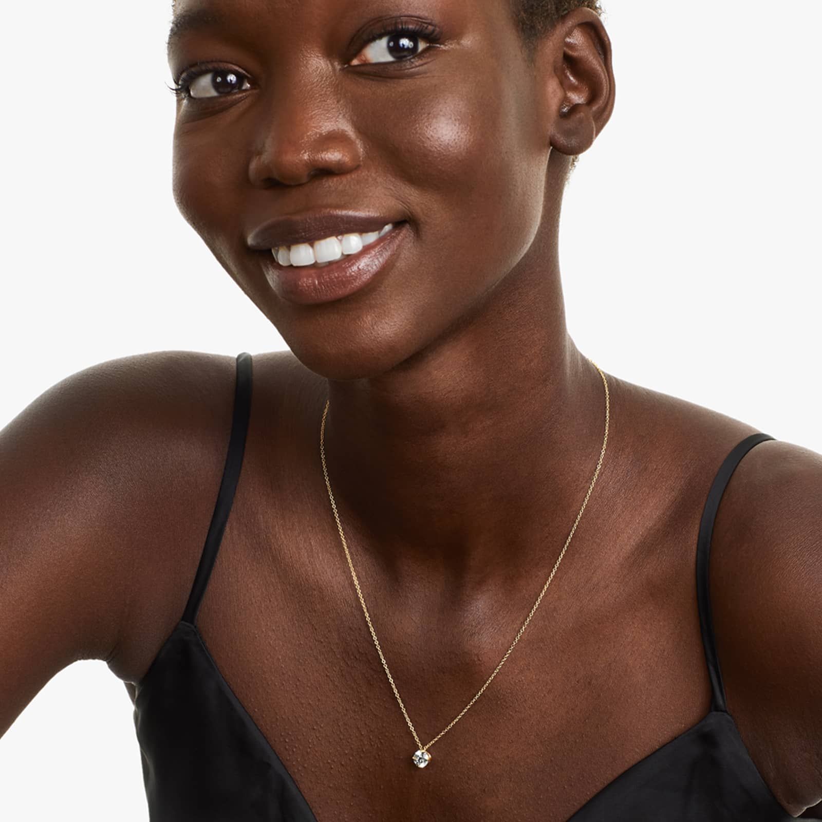 Round Lab Grown Diamond Kite Set Solitaire Diamond Pendant With Chain, EF Color, VS Clarity, IGI Certified