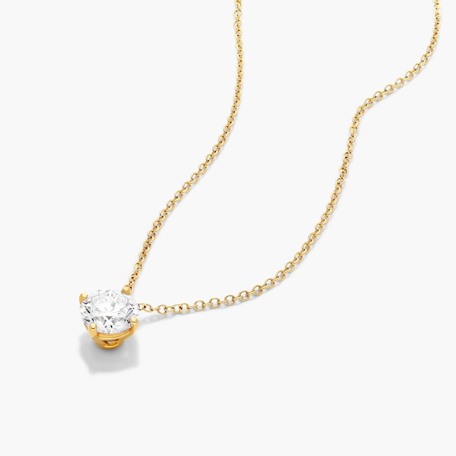 Round Lab Grown Diamond Kite Set Solitaire Diamond Pendant With Chain, EF Color, VS Clarity, IGI Certified