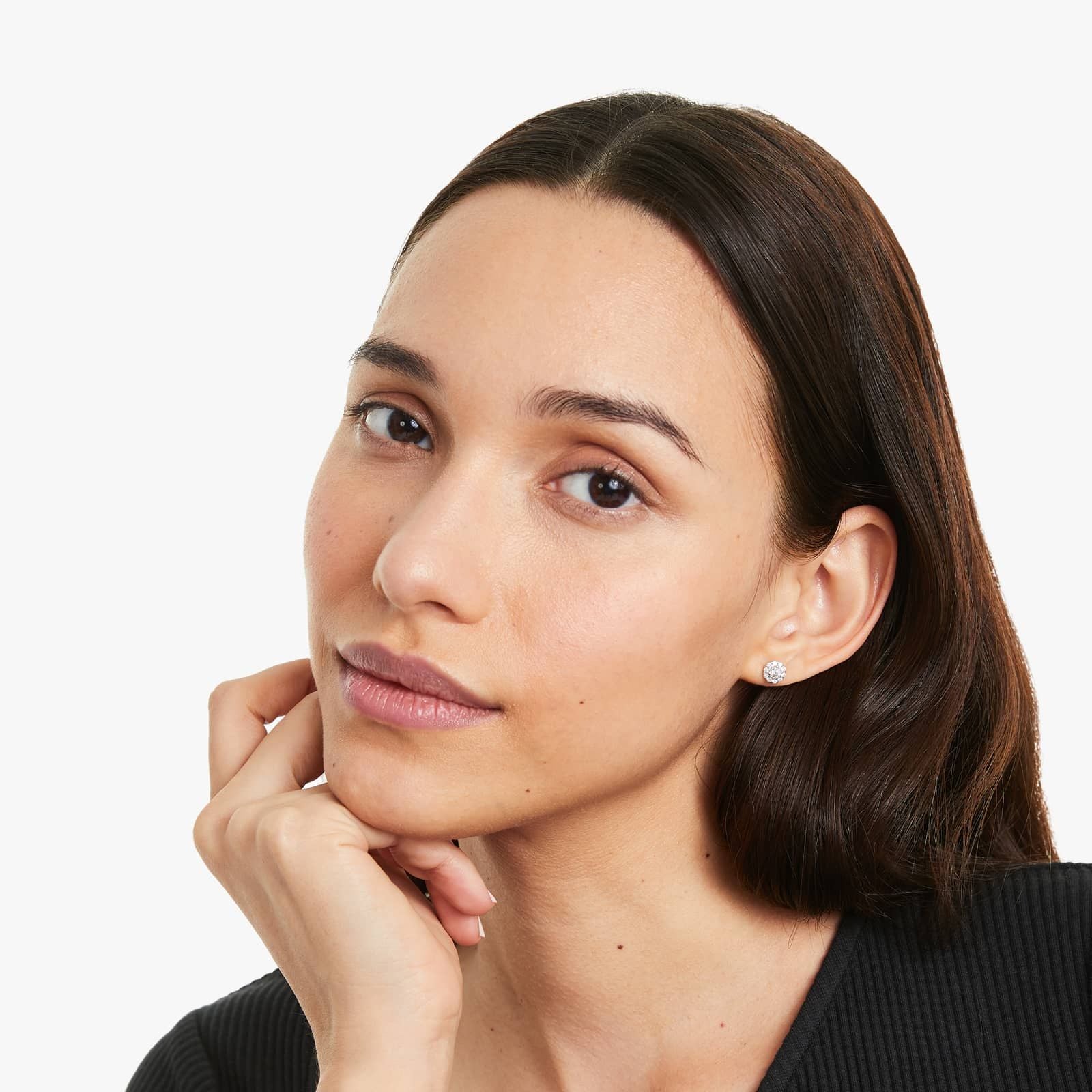 Halo Lab Created Diamond Stud Earrings