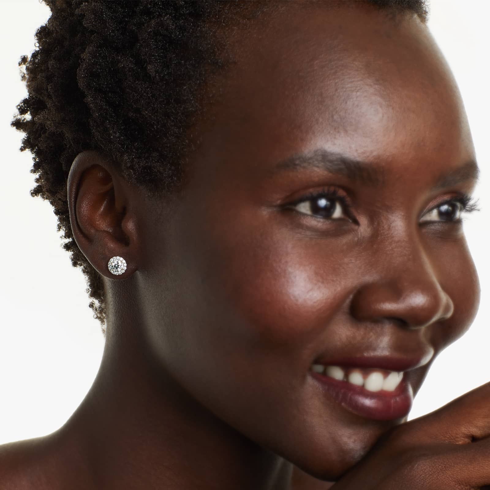 Halo Lab Created Diamond Stud Earrings