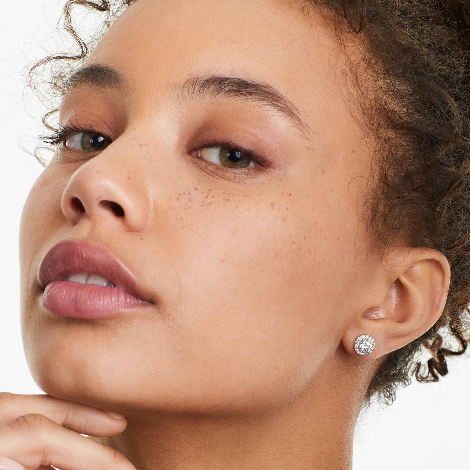 Halo Lab Created Diamond Stud Earrings