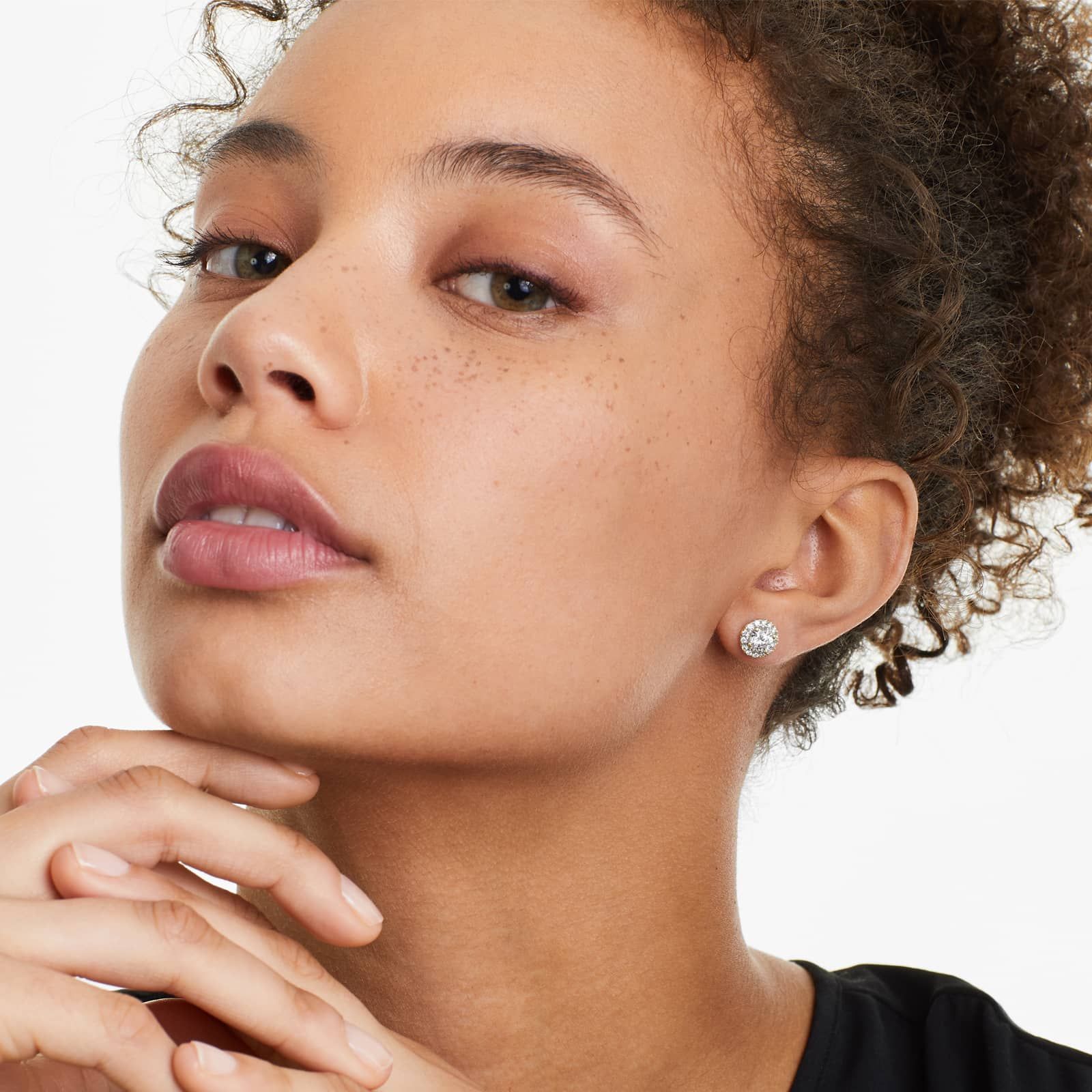 Halo Lab Created Diamond Stud Earrings