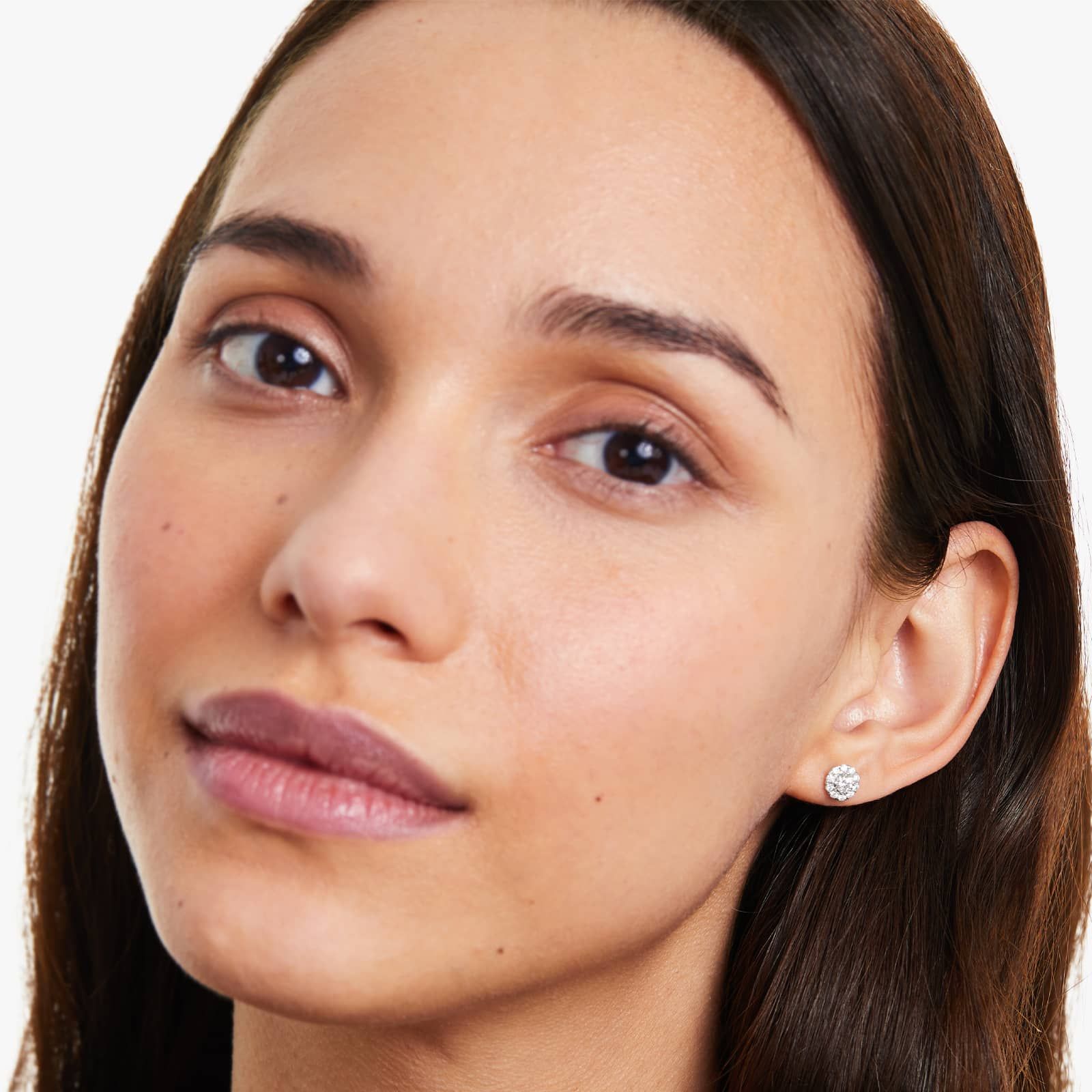 Round Lab Grown Diamond Halo Stud Earrings, EF Color, VS Clarity, IGI Certified