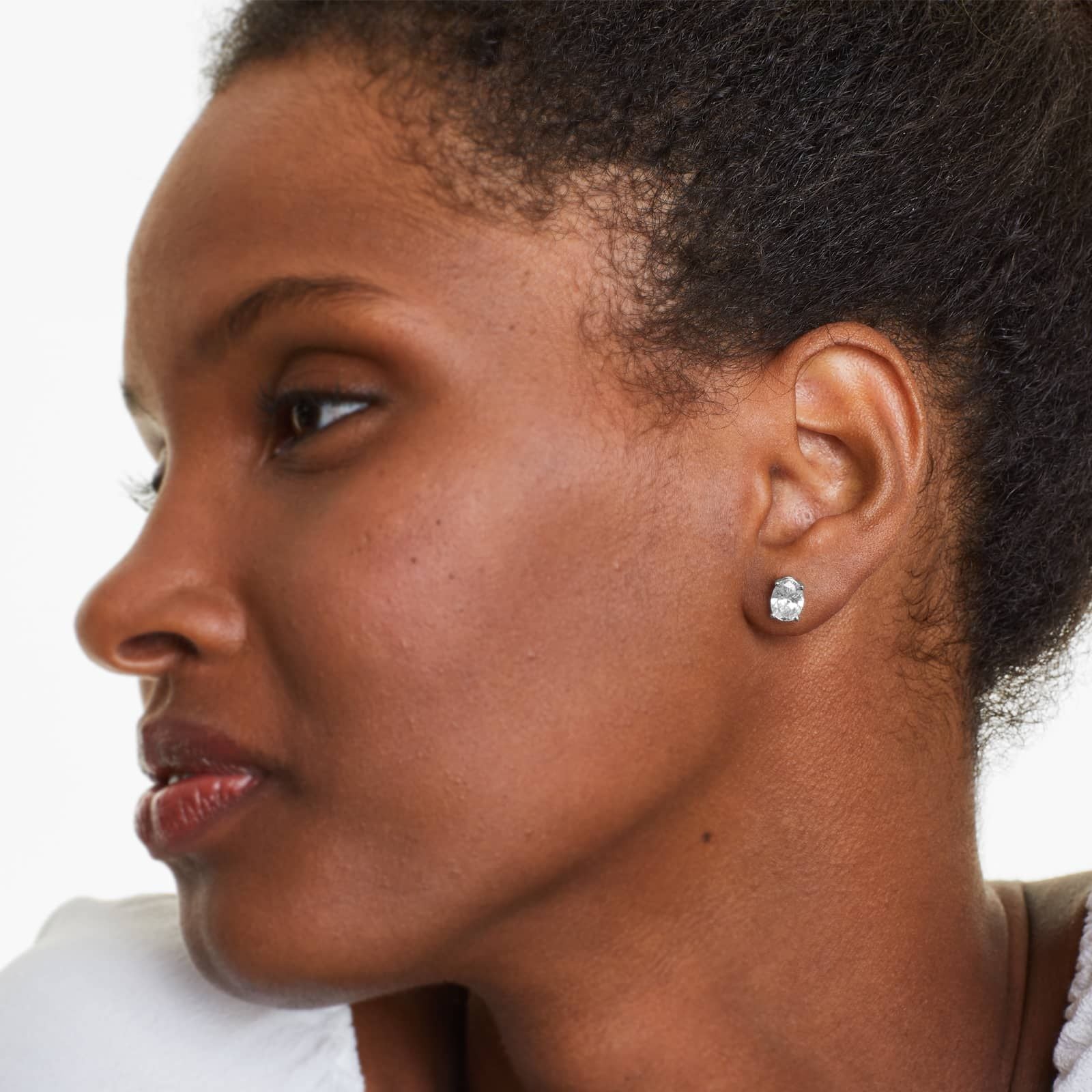 Oval Shape Diamond Stud Earrings