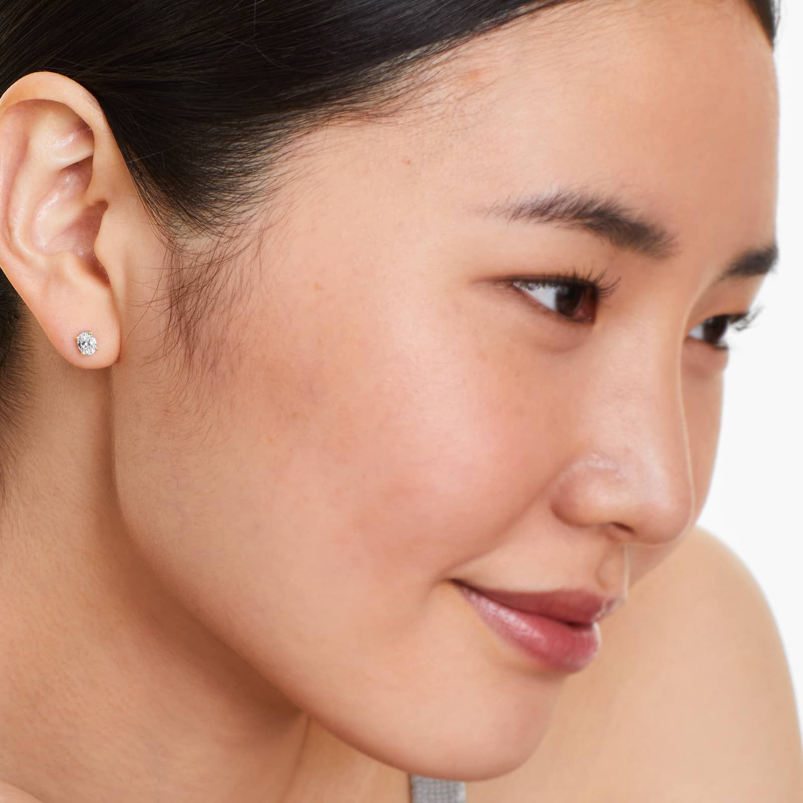 Oval Lab Grown Diamond Push Back Stud Earrings, EF Color, VS Clarity, IGI Certified