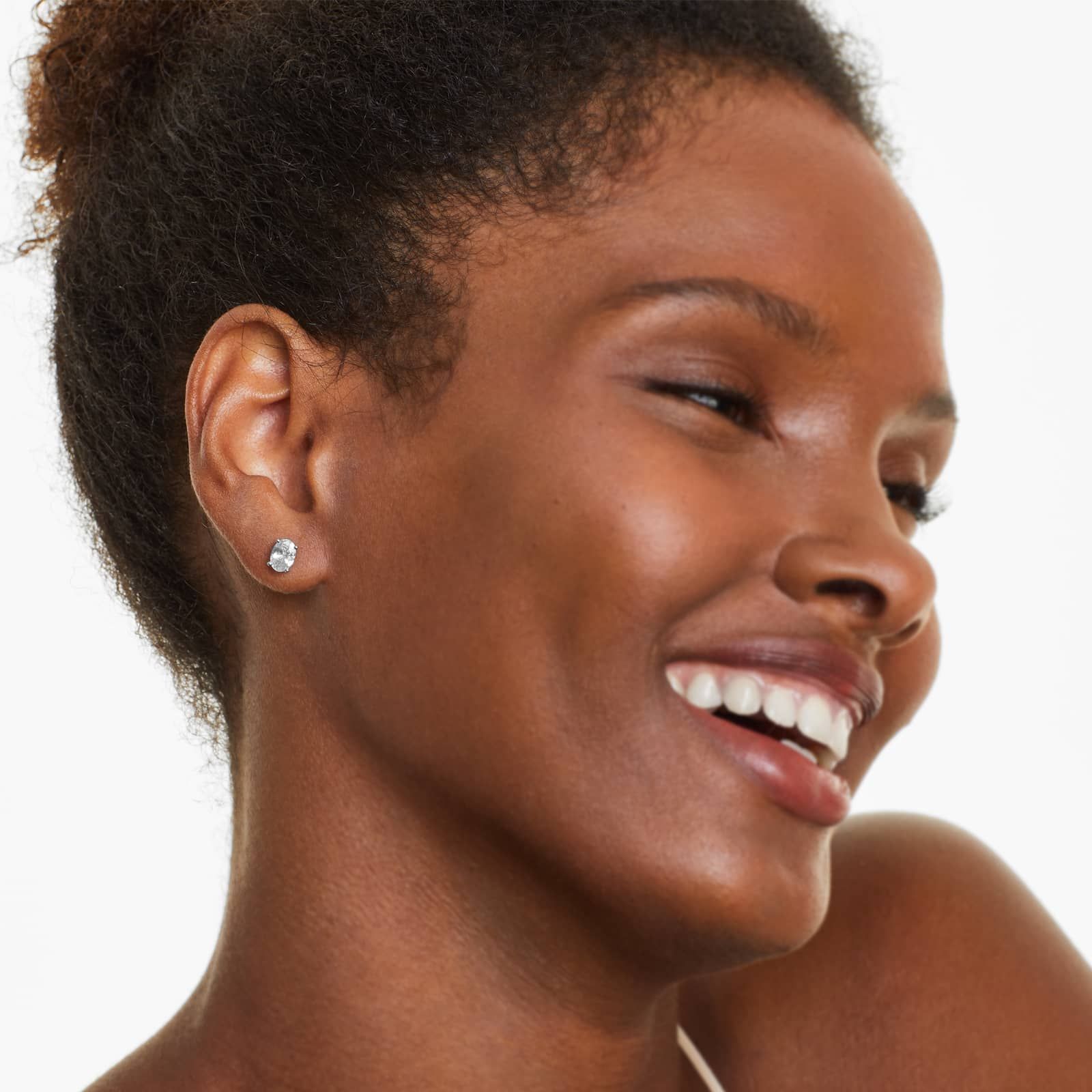 Oval Lab Grown Diamond Push Back Stud Earrings, EF Color, VS Clarity, IGI Certified