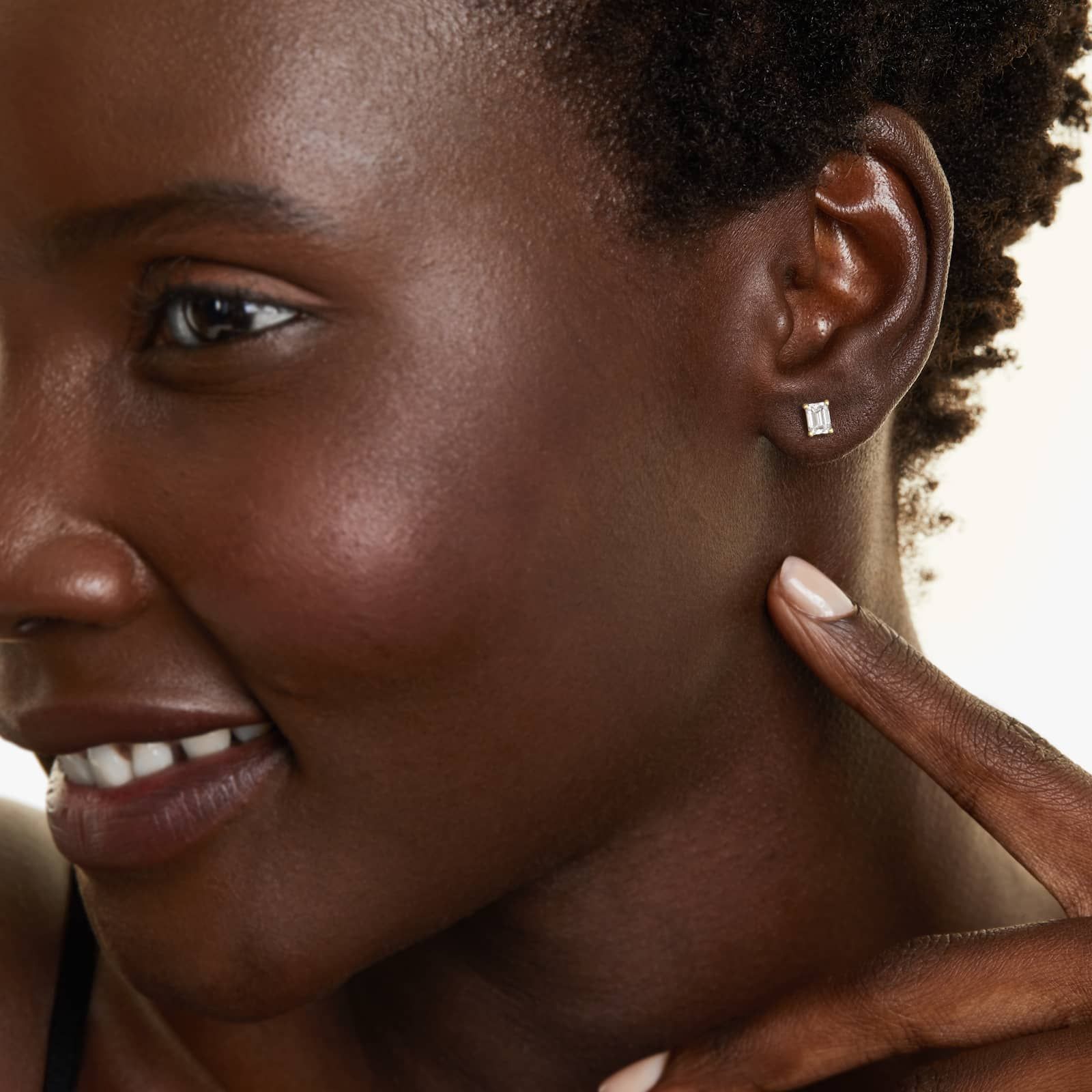 Emerald Lab Grown Diamond Push Back Stud Earrings, EF Color, VS Clarity, IGI Certified