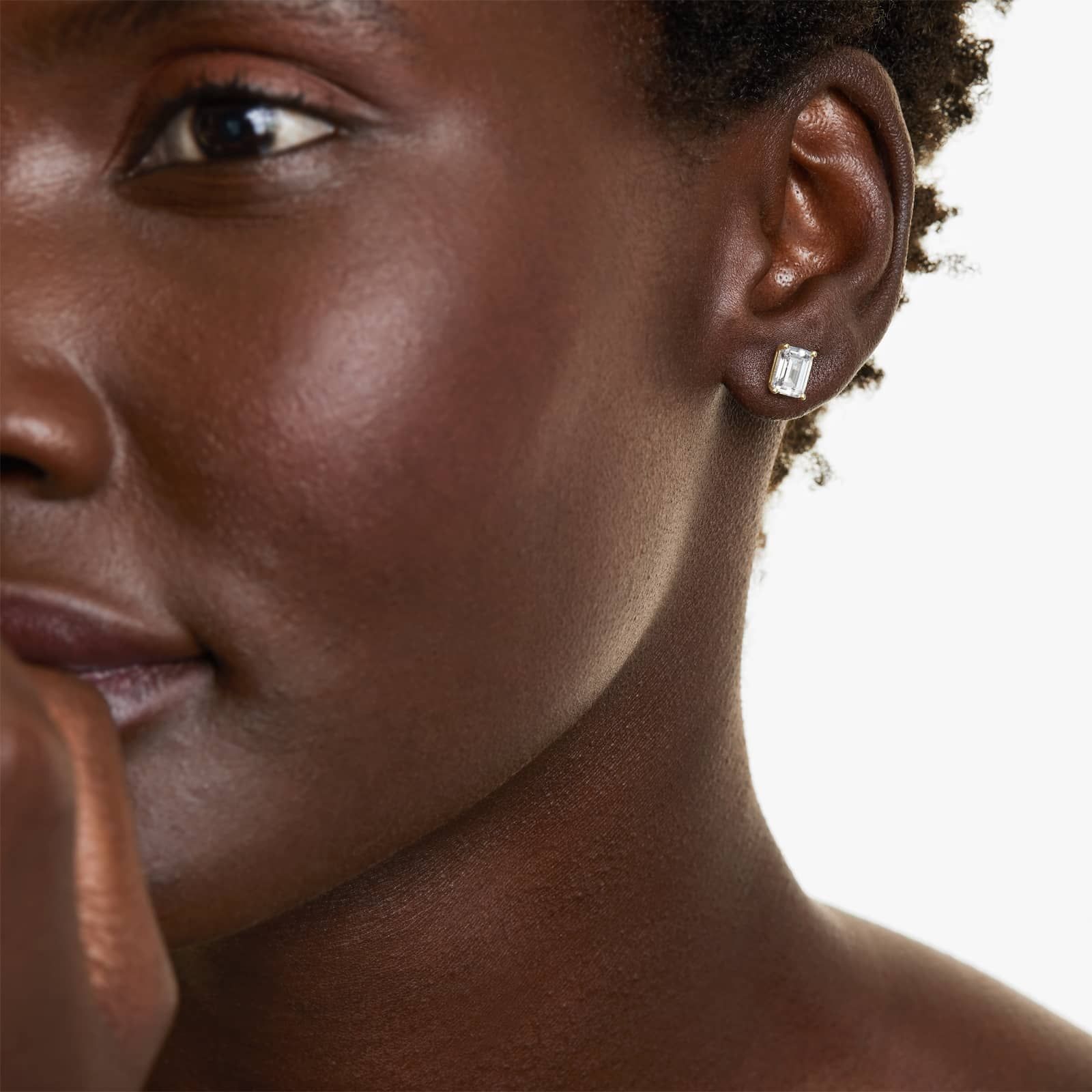 Emerald Lab Grown Diamond Push Back Stud Earrings, EF Color, VS Clarity, IGI Certified