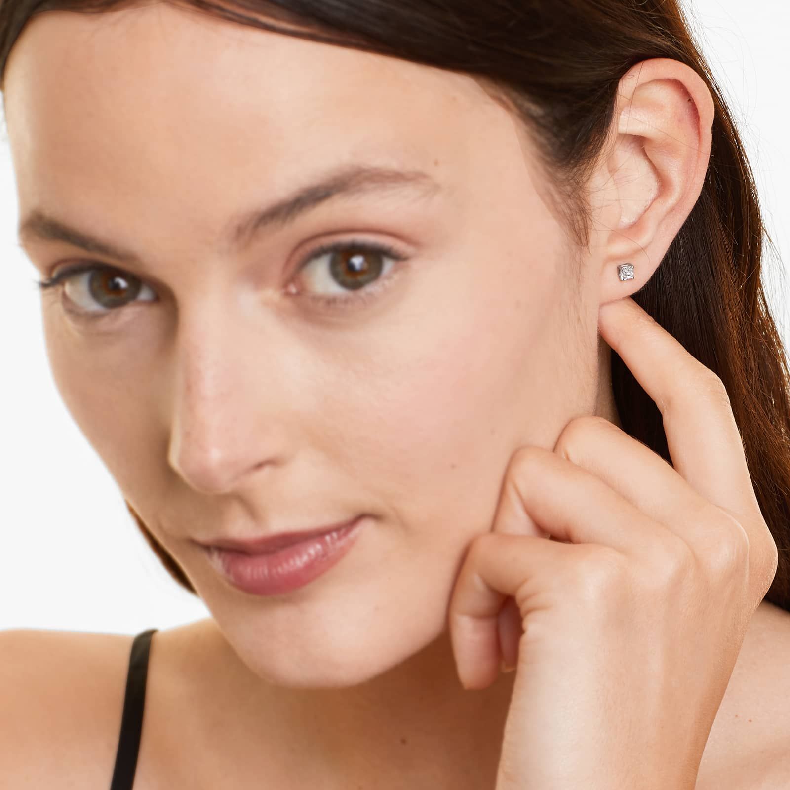 Cushion Lab Created Diamond Push Back Stud Earrings, EF Color, VS Clarity, IGI Certified