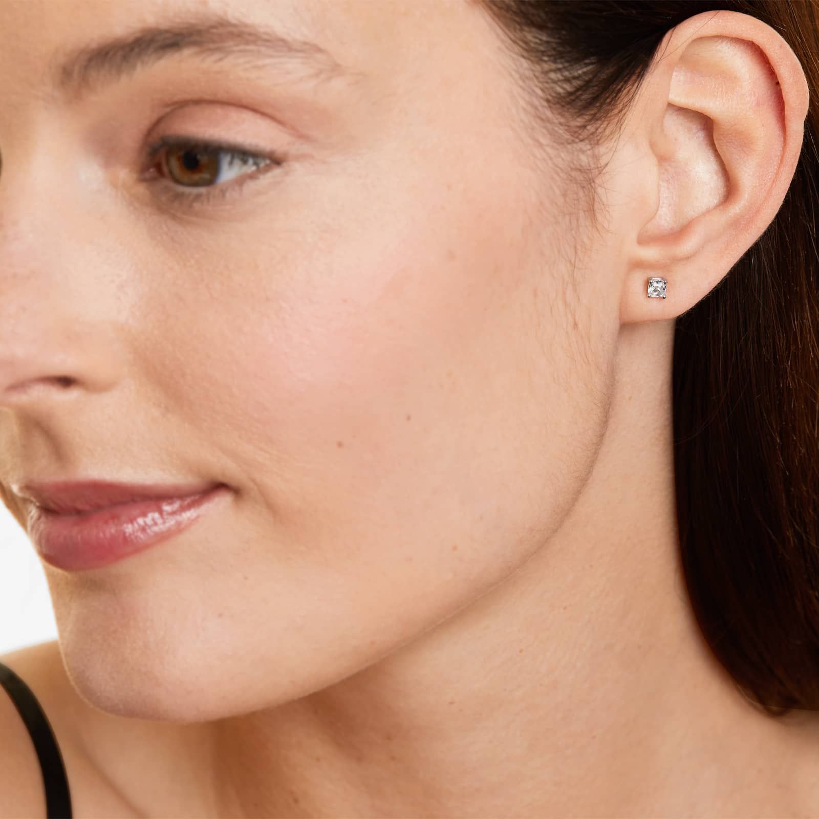 Cushion Lab Created Diamond Push Back Stud Earrings, EF Color, VS Clarity, IGI Certified