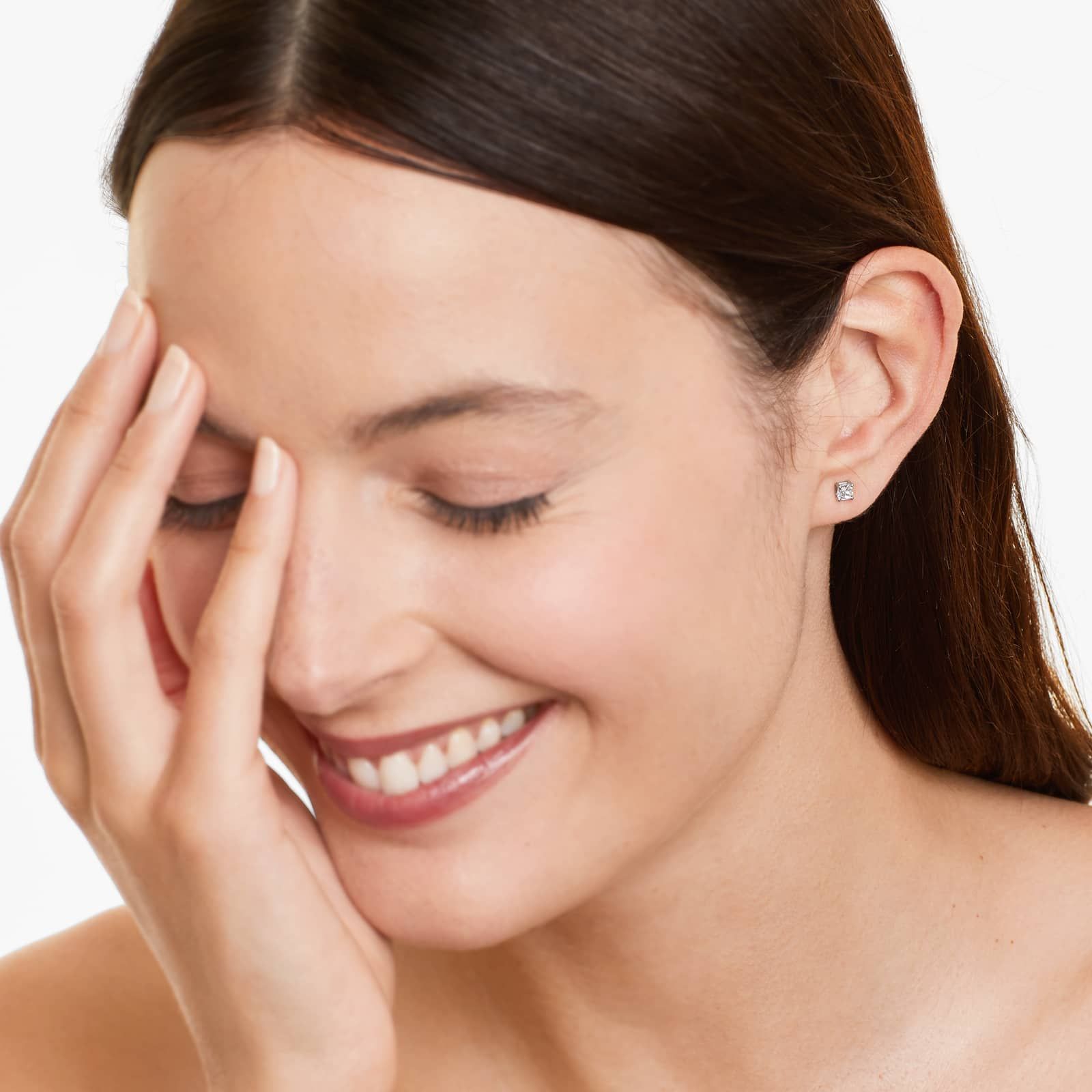 Cushion Lab Created Diamond Push Back Stud Earrings, EF Color, VS Clarity, IGI Certified