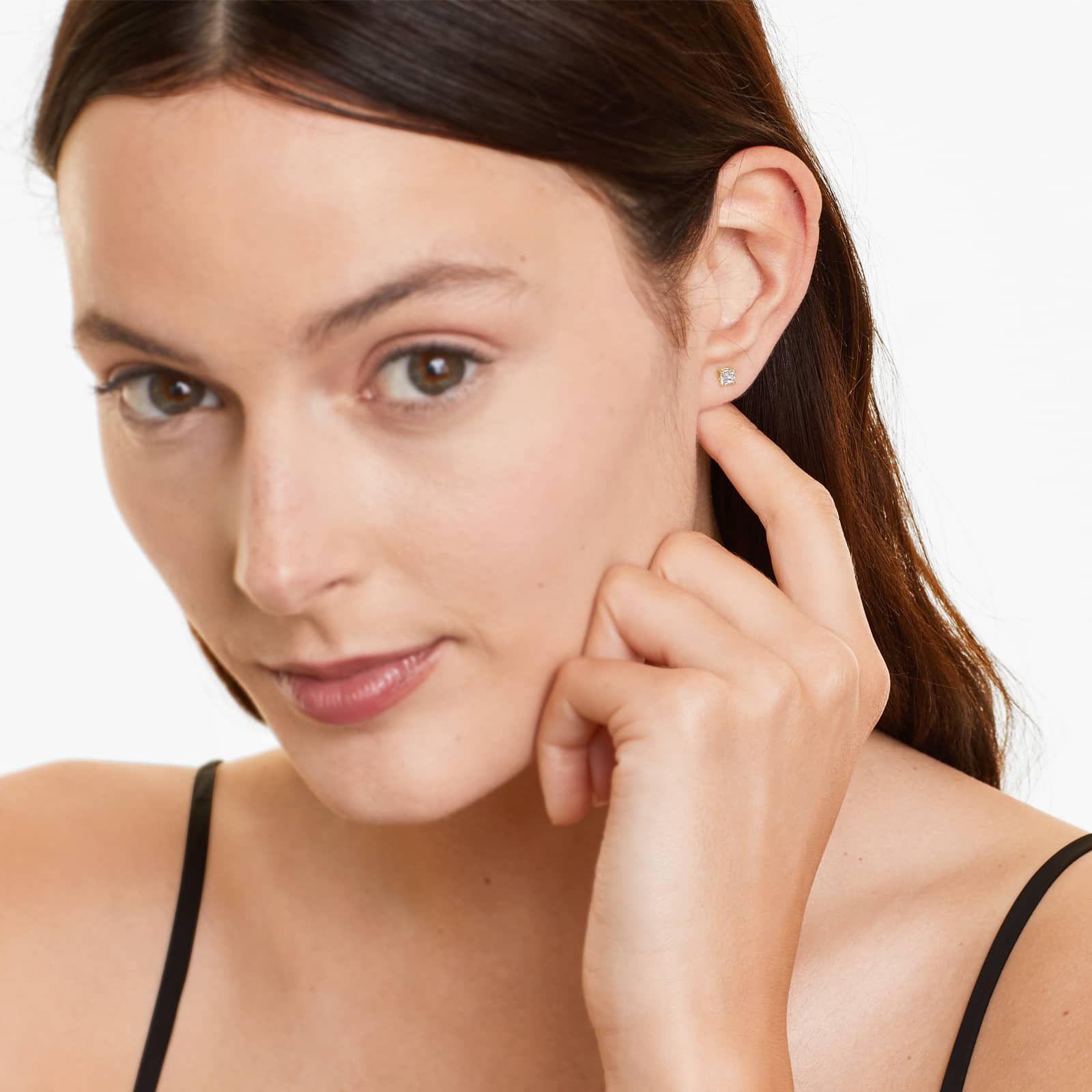 Cushion Lab Created Diamond Push Back Stud Earrings, EF Color, VS Clarity, IGI Certified