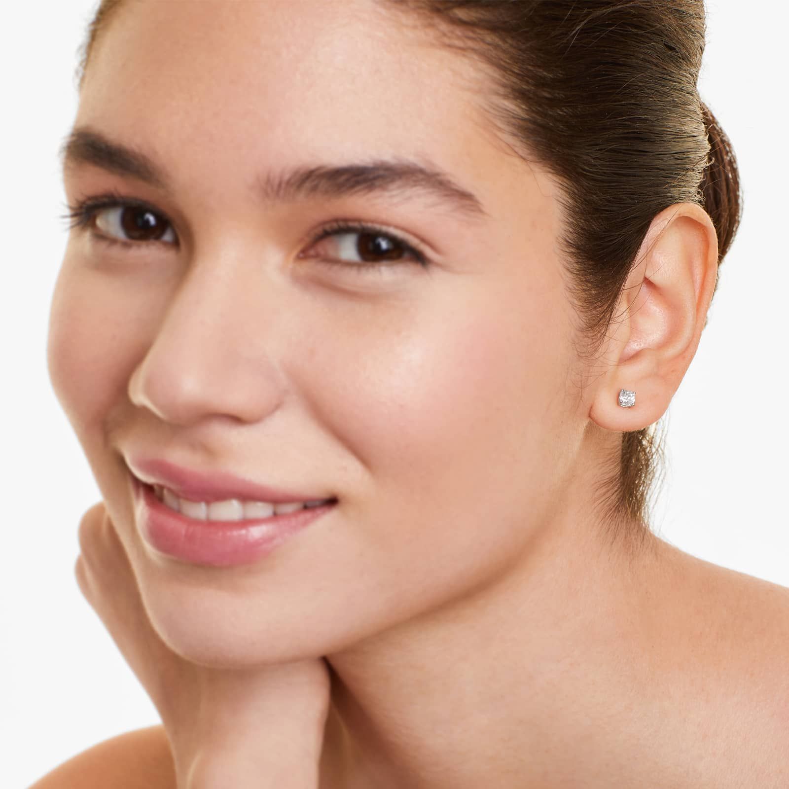 Cushion Lab Created Diamond Push Back Stud Earrings, EF Color, VS Clarity, IGI Certified