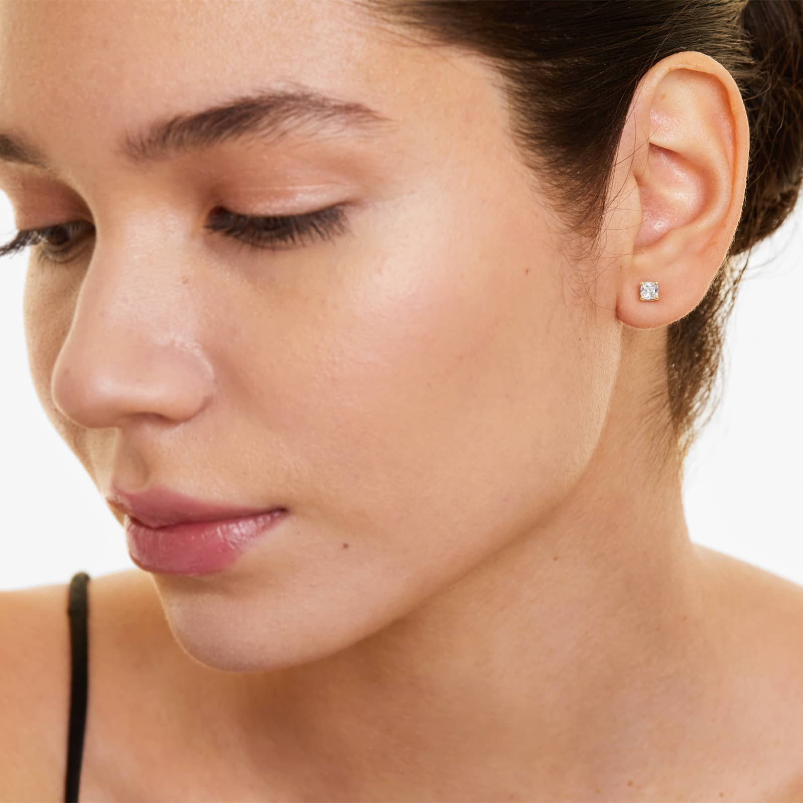 Cushion Lab Created Diamond Push Back Stud Earrings, EF Color, VS Clarity, IGI Certified