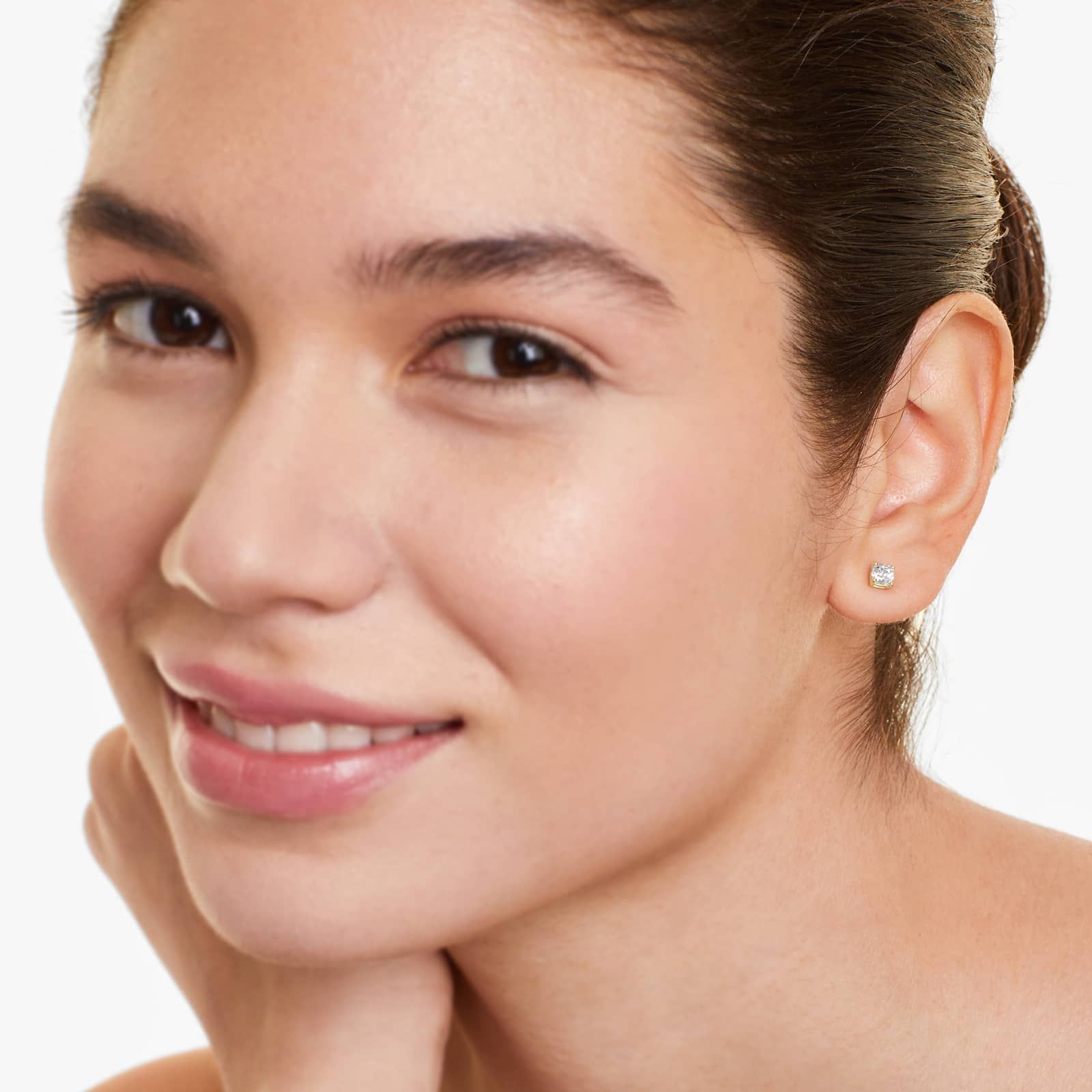 Cushion Lab Created Diamond Push Back Stud Earrings, EF Color, VS Clarity, IGI Certified