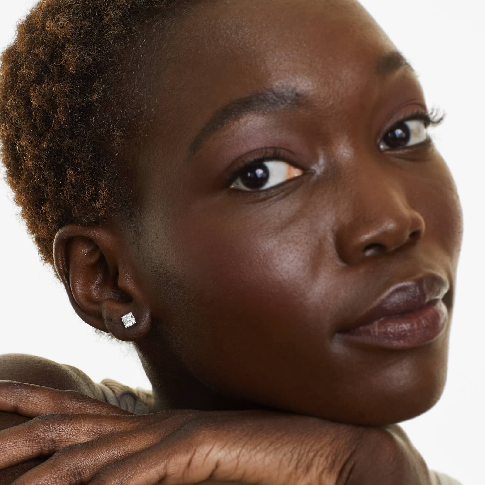 Cushion Lab Created Diamond Push Back Stud Earrings, EF Color, VS Clarity, IGI Certified