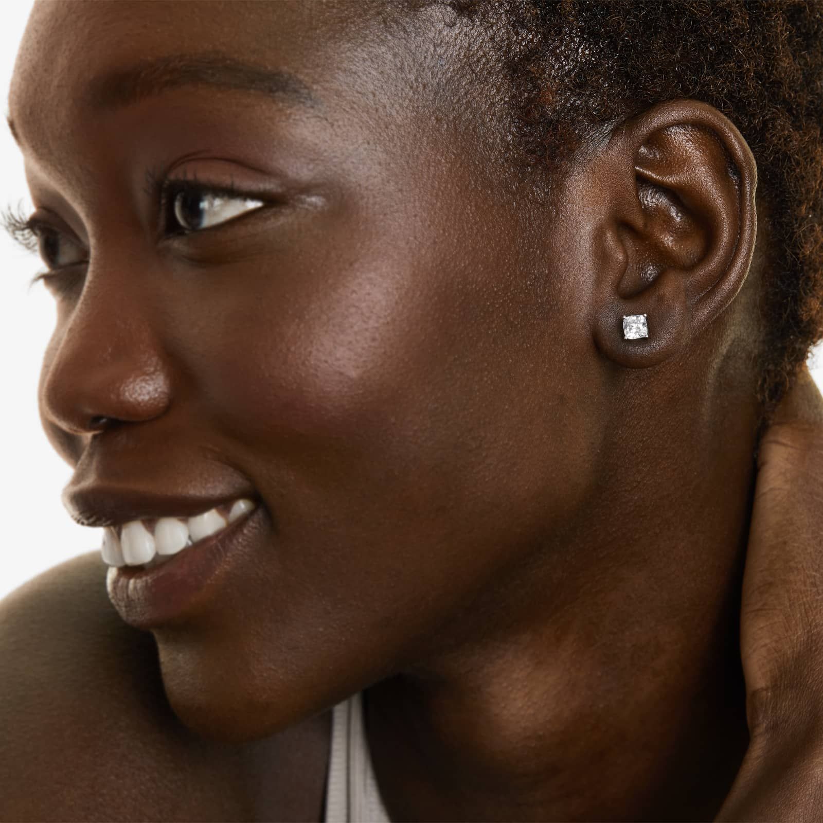 Cushion Lab Created Diamond Push Back Stud Earrings, EF Color, VS Clarity, IGI Certified