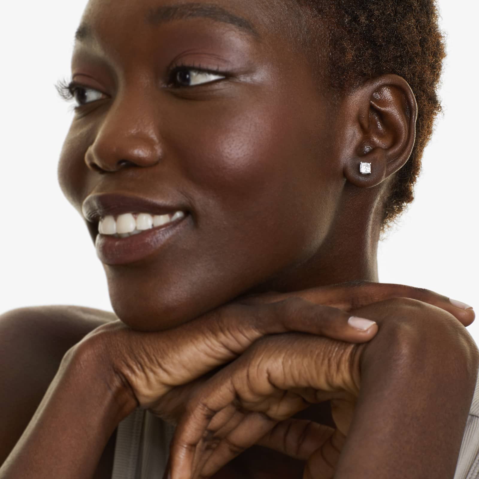 Cushion Lab Created Diamond Push Back Stud Earrings, EF Color, VS Clarity, IGI Certified