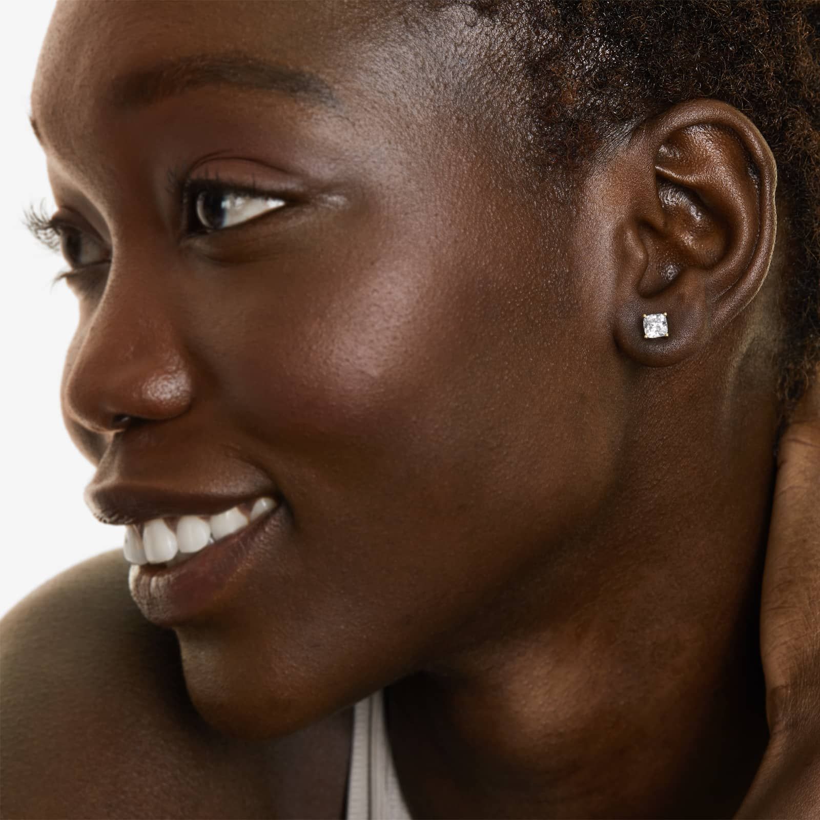 Cushion Lab Created Diamond Push Back Stud Earrings, EF Color, VS Clarity, IGI Certified