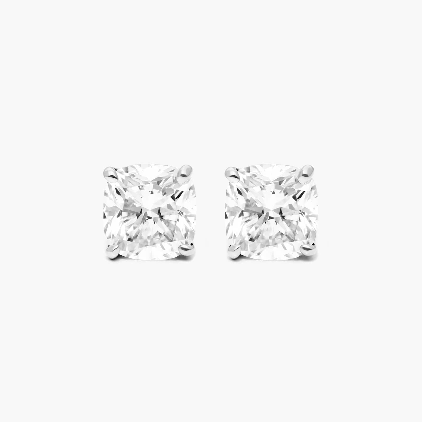 Cushion Lab Created Diamond Push Back Stud Earrings, EF Color, VS Clarity, IGI Certified